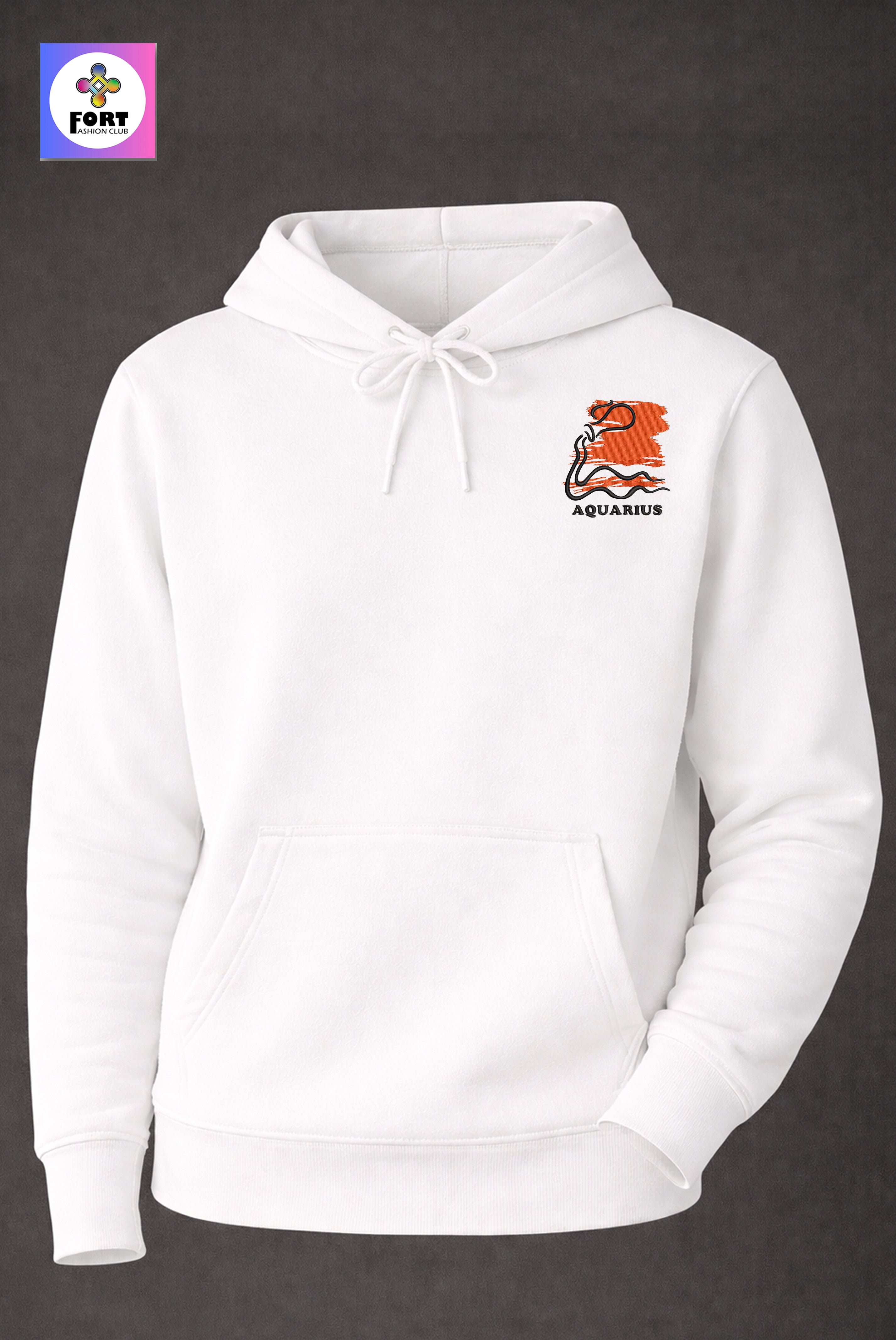 Crazy Embroidery Unisex Hoodie – Aquarius