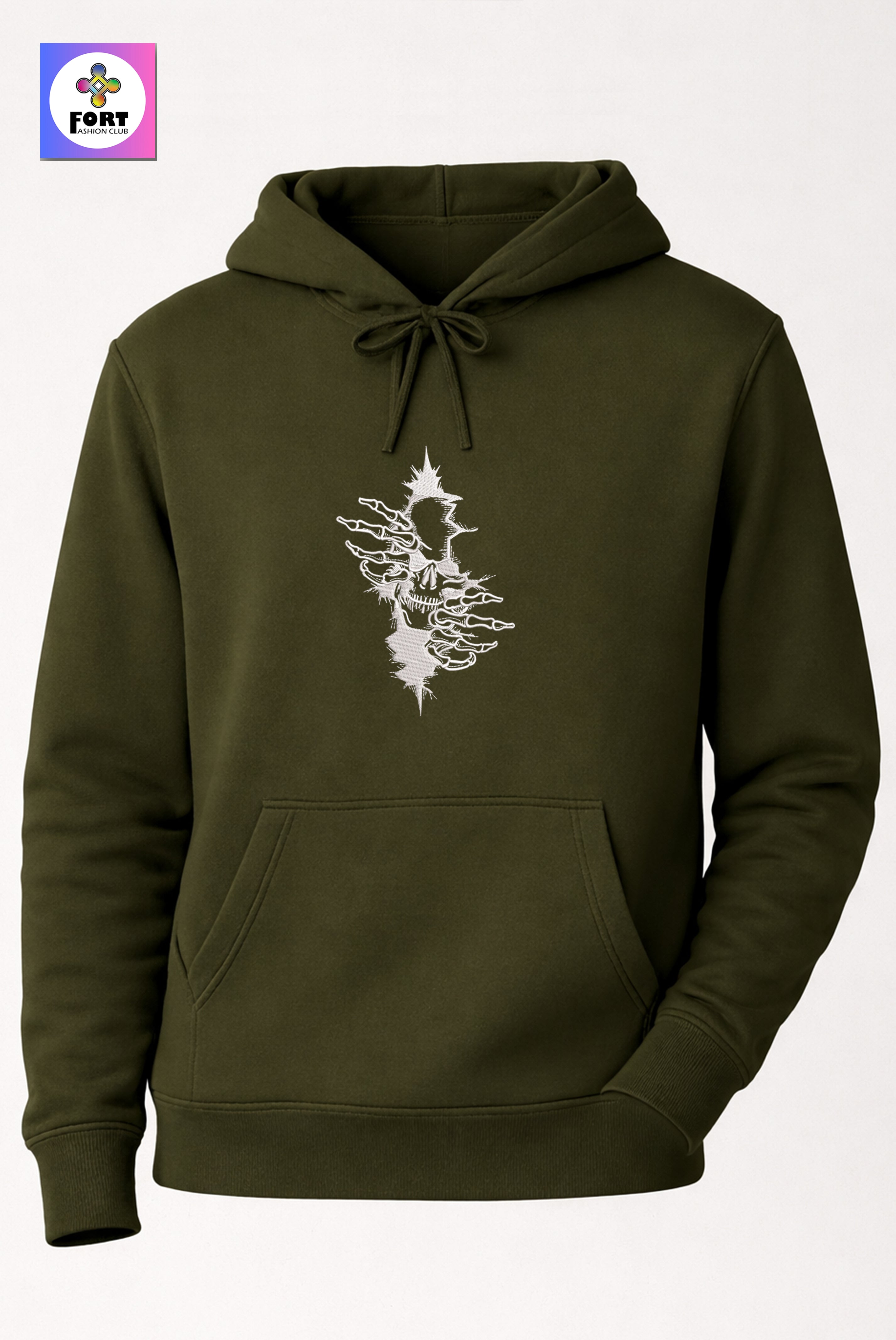 Crazy Embroidery Unisex Hoodie – Arty Skull