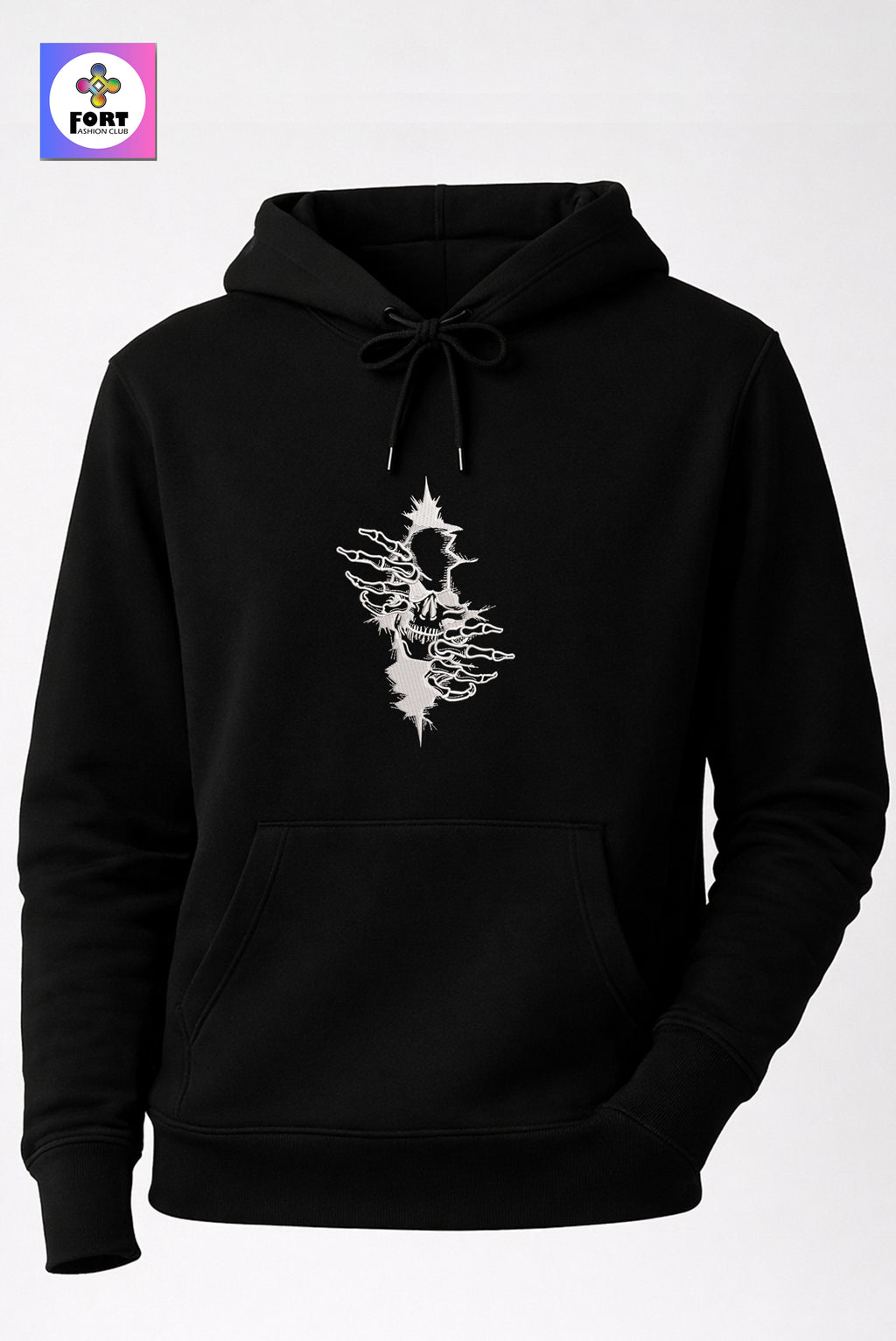 Crazy Embroidery Unisex Hoodie – Arty Skull