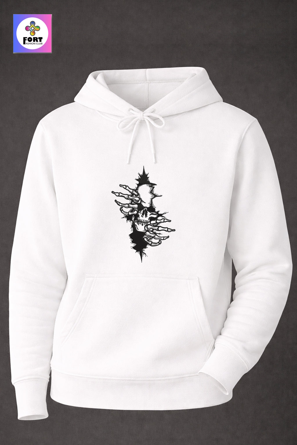 Crazy Embroidery Unisex Hoodie – Arty Skull