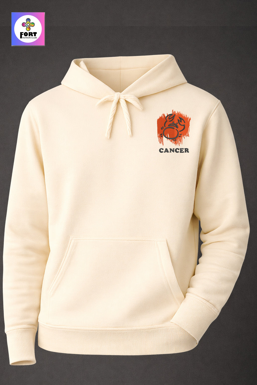 Crazy Embroidery Unisex Hoodie – Cancer