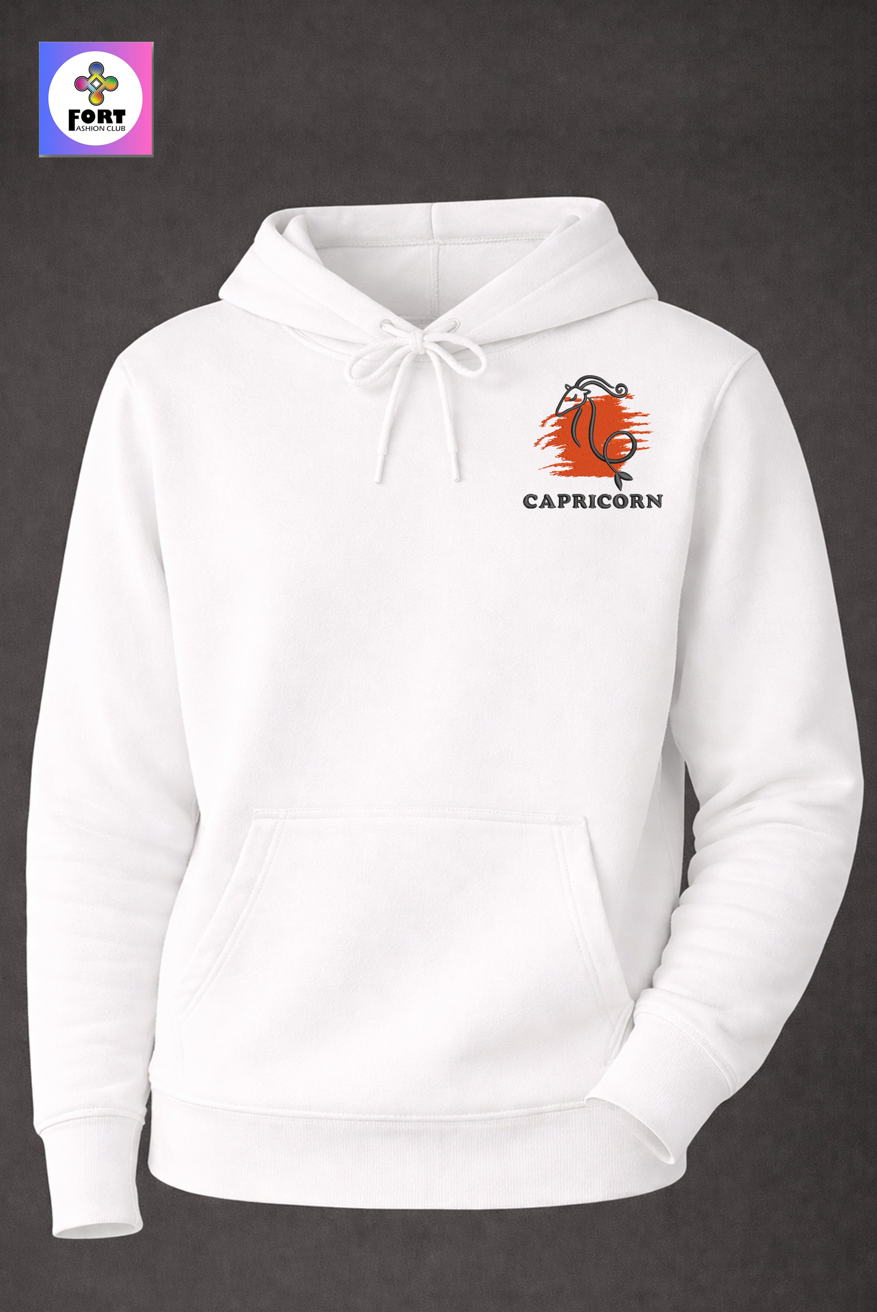 Crazy Embroidery Unisex Hoodie – Capricorn