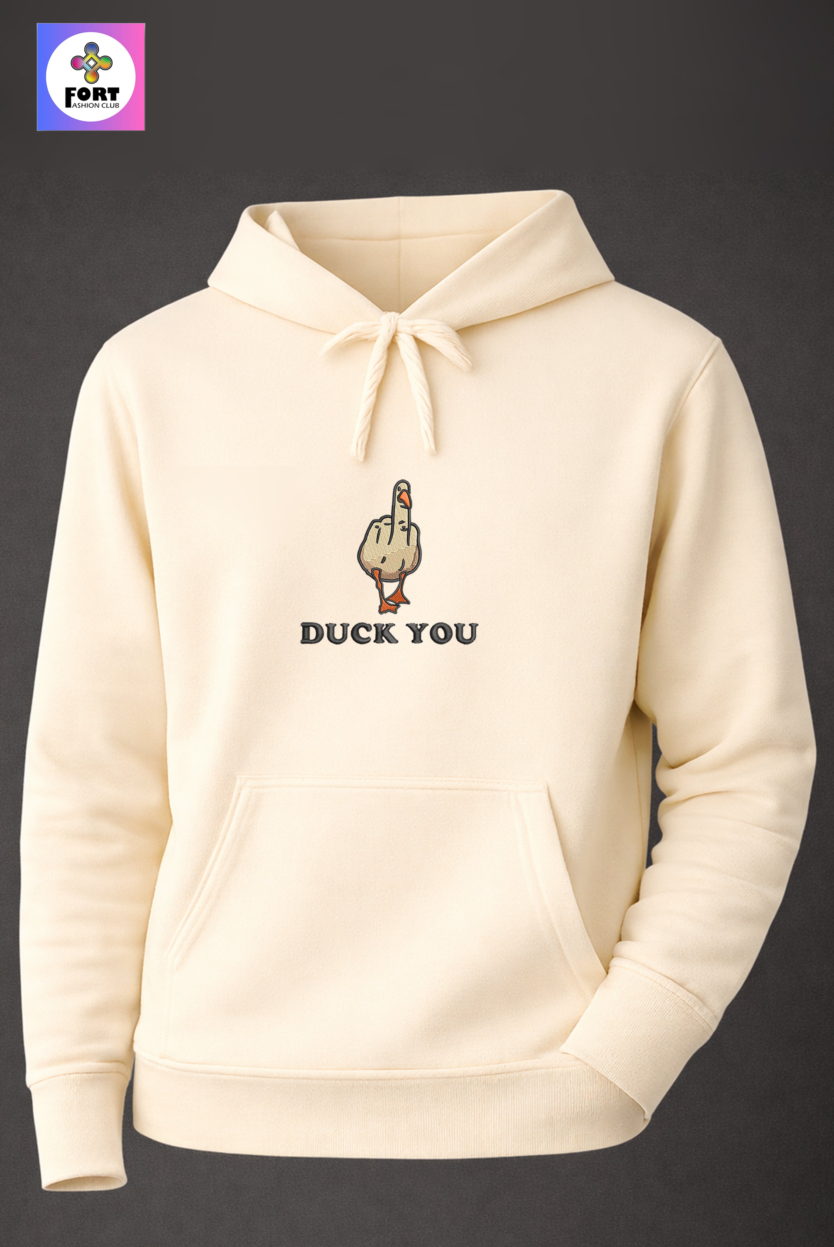 Crazy Embroidery Unisex Hoodie – Duck
