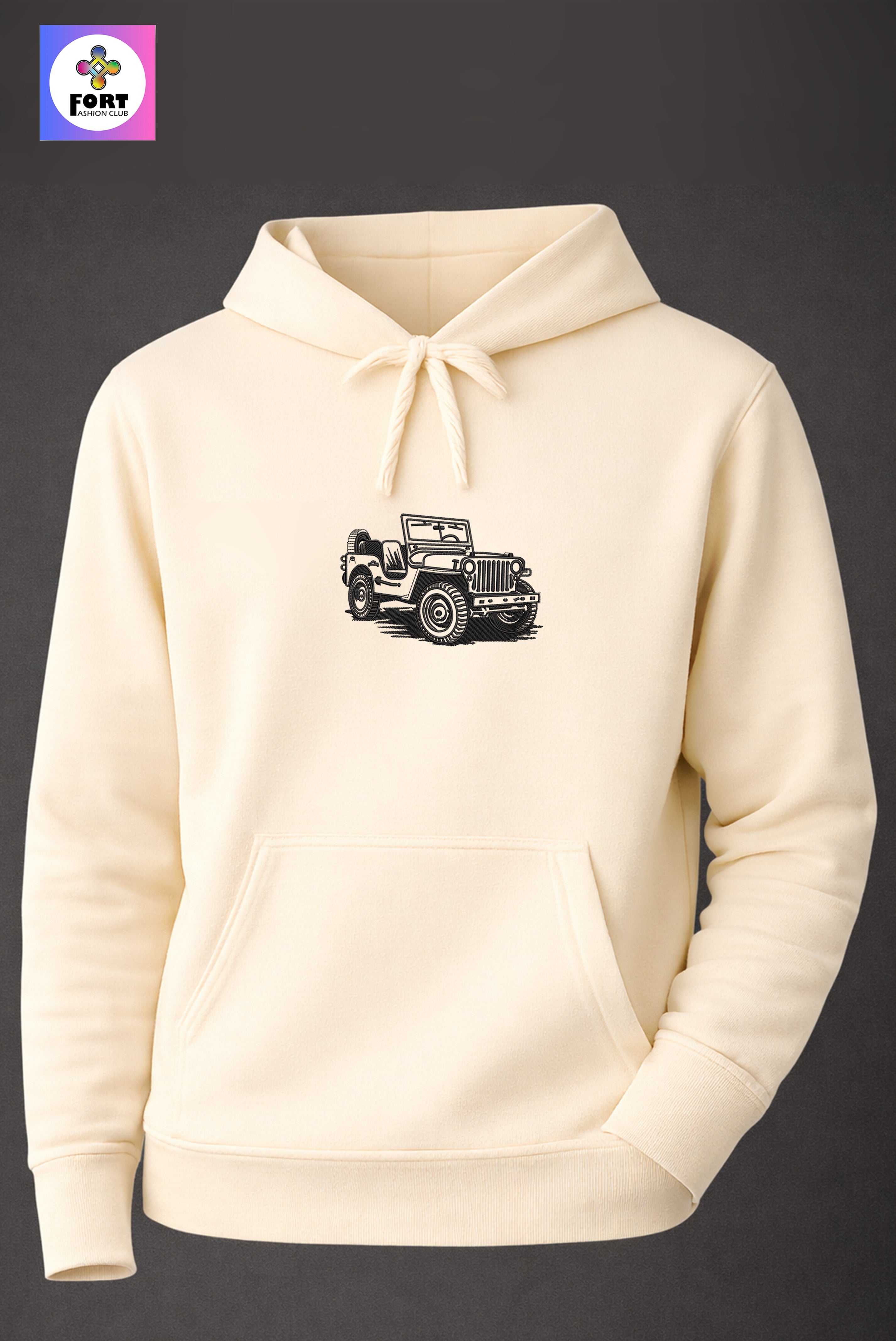 Crazy Embroidery Unisex Hoodie – Jeep