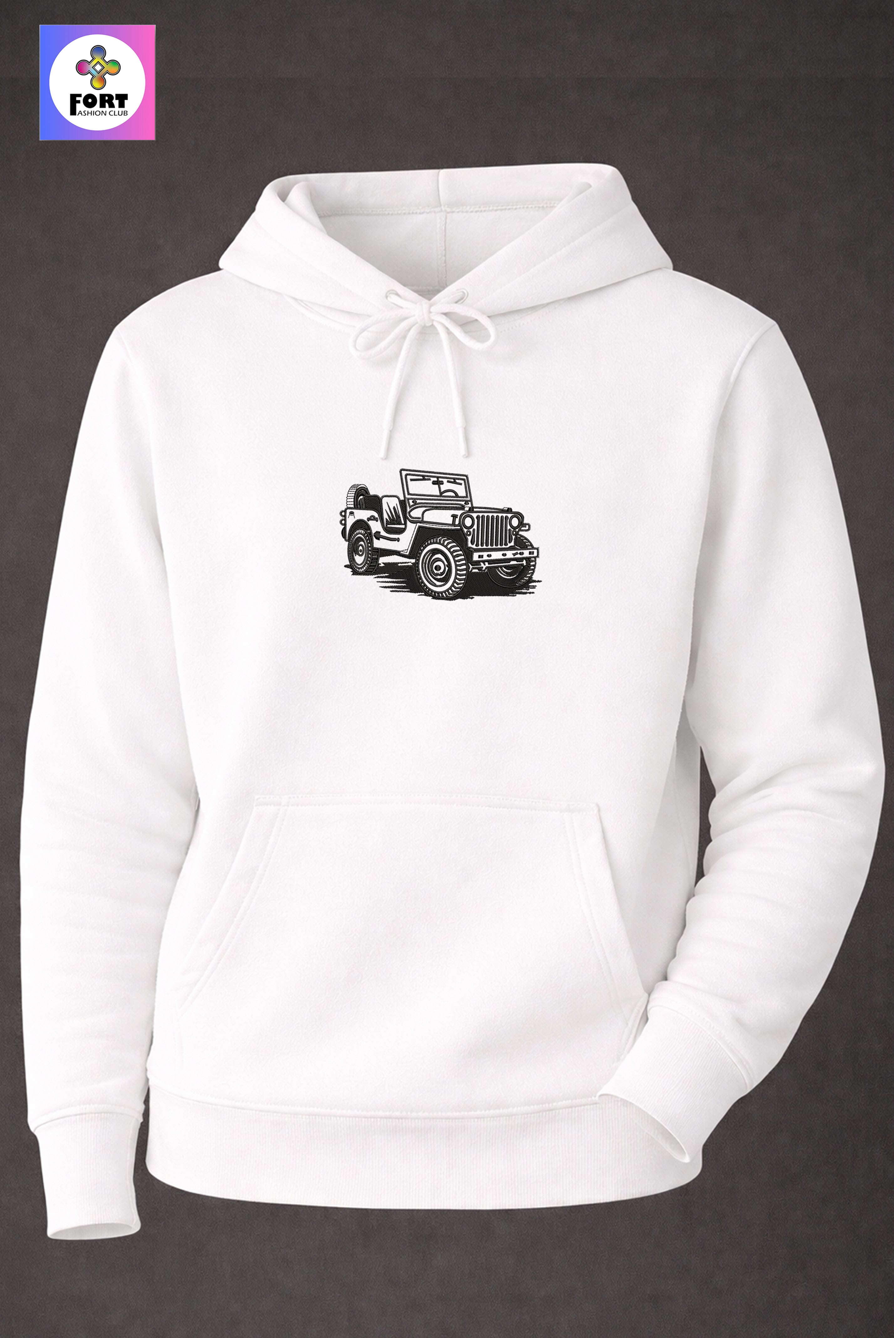 Crazy Embroidery Unisex Hoodie – Jeep