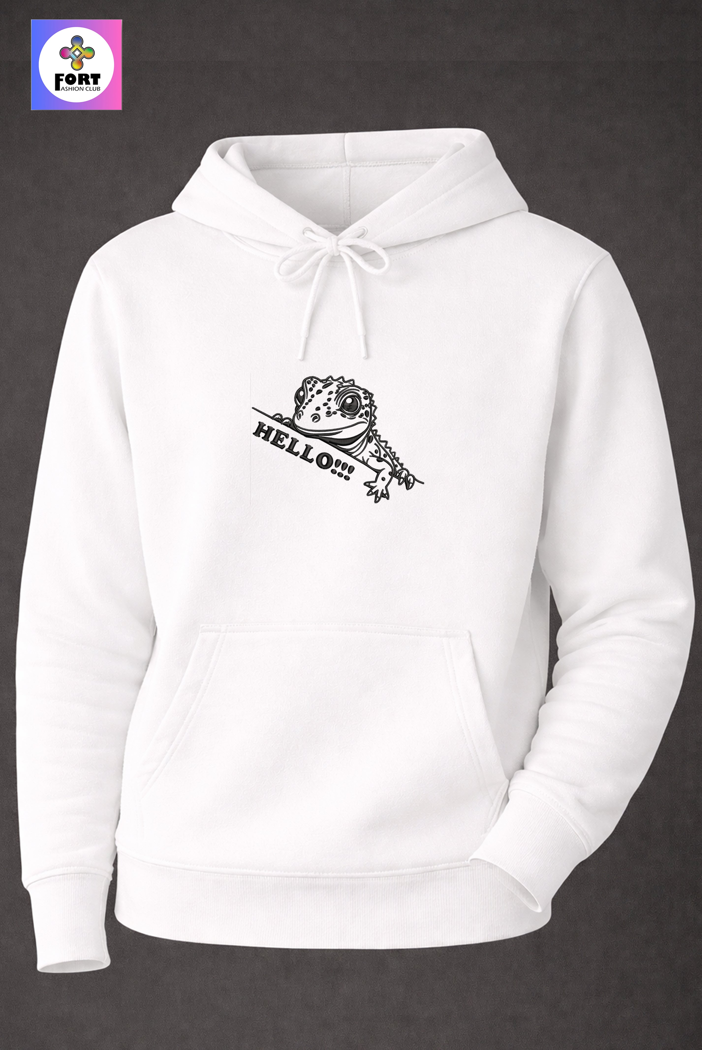 Crazy Embroidery Unisex Hoodie – Lezard