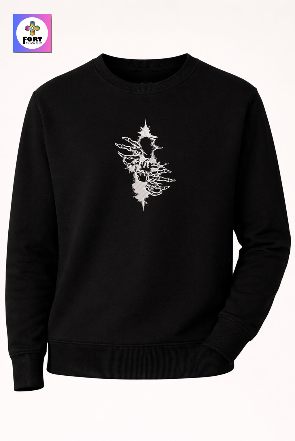Crazy Embroidery Unisex Sweatshirt Arty Skull