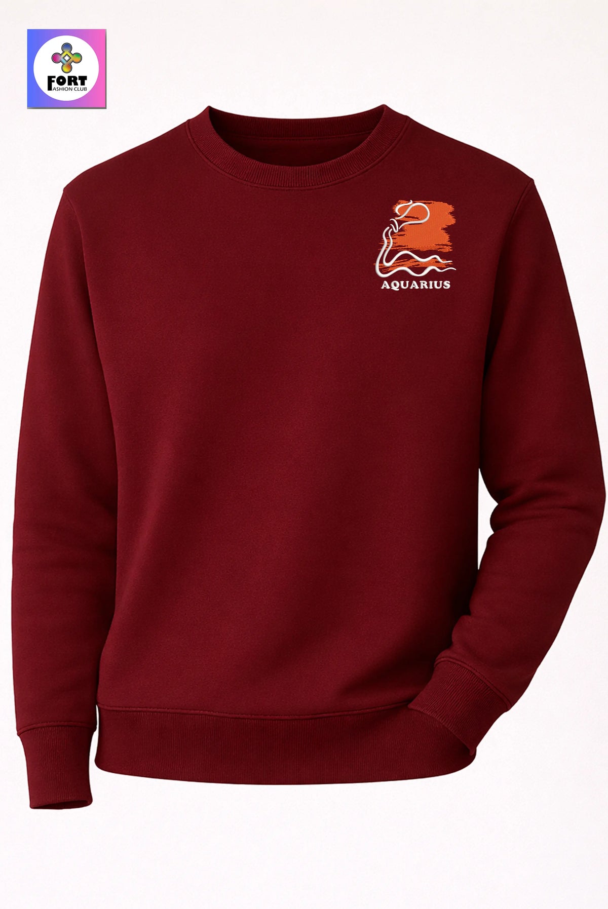 Crazy Zodiac Embroidery Unisex Sweatshirt - Aquarius