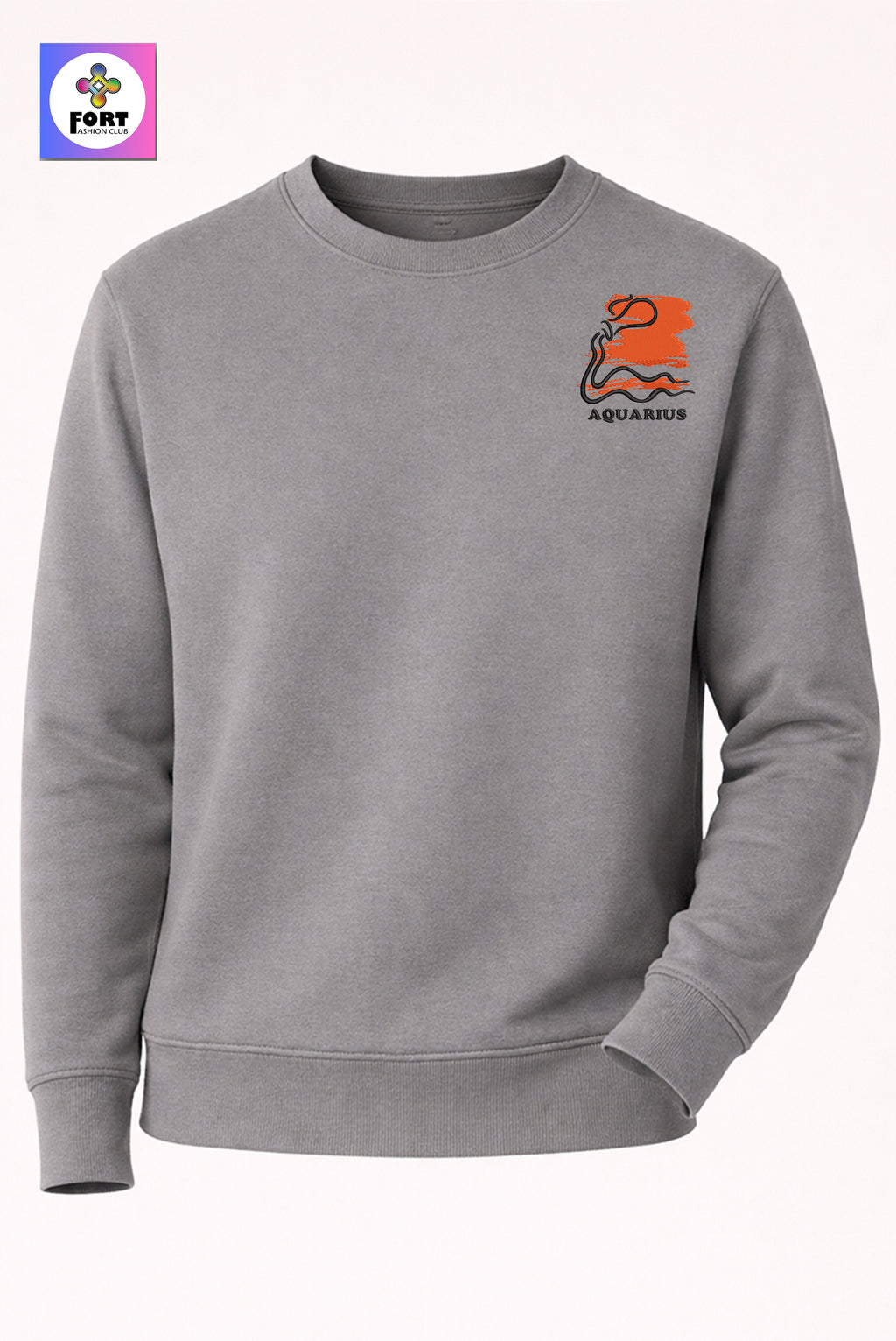 Crazy Zodiac Embroidery Unisex Sweatshirt - Aquarius