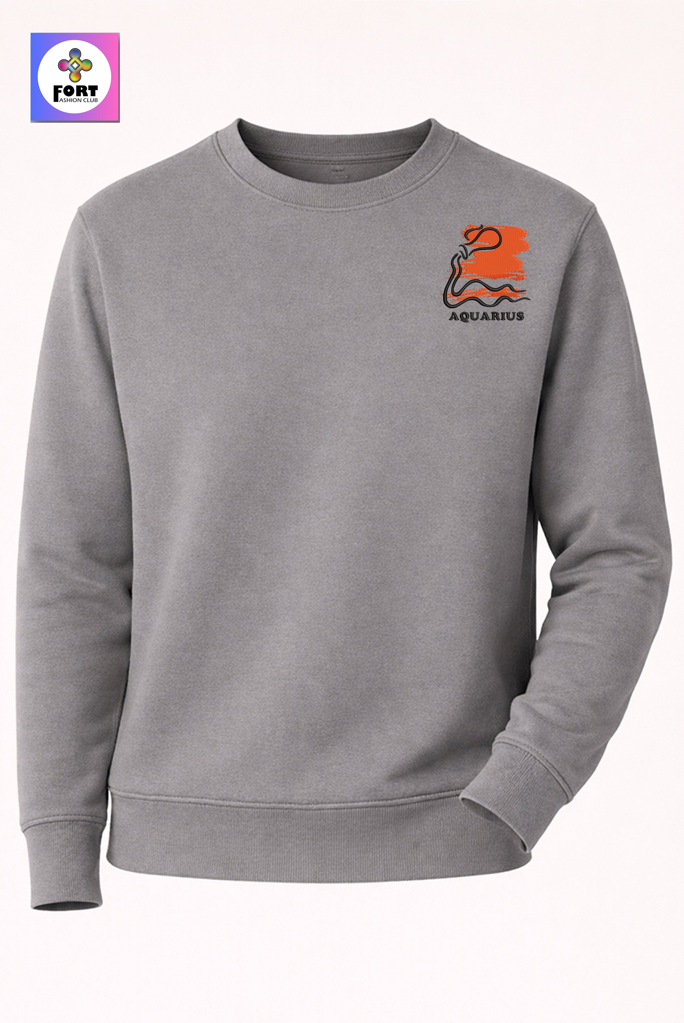 Crazy Zodiac Embroidery Unisex Sweatshirt - Aquarius