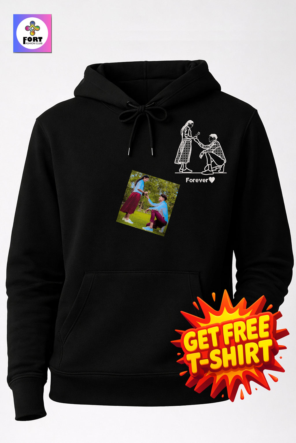 Free - T-Shirt With Personalized Embroidery Unisex Hoodie