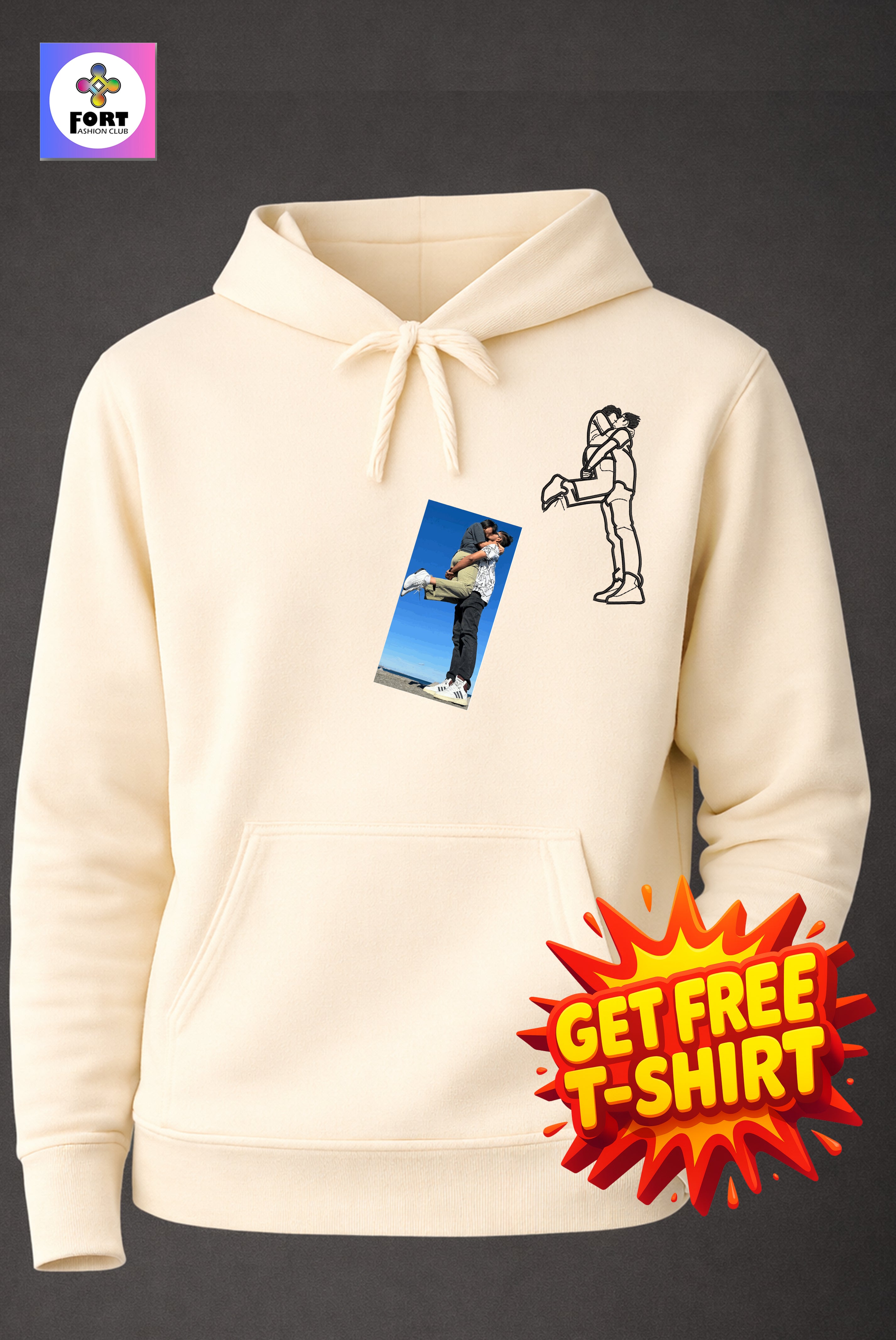 Free - T-Shirt With Personalized Embroidery Unisex Hoodie