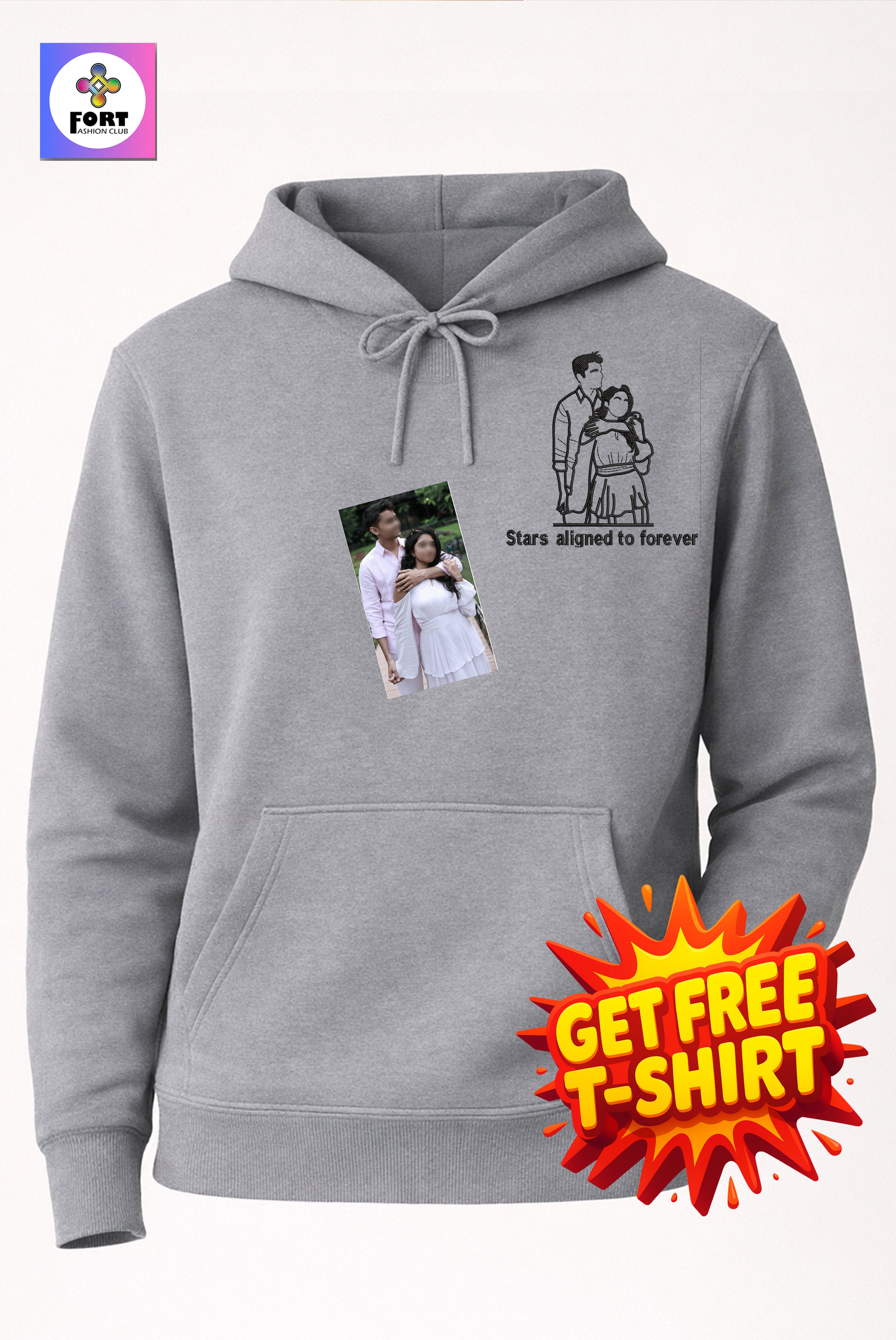 Free - T-Shirt With Personalized Embroidery Unisex Hoodie