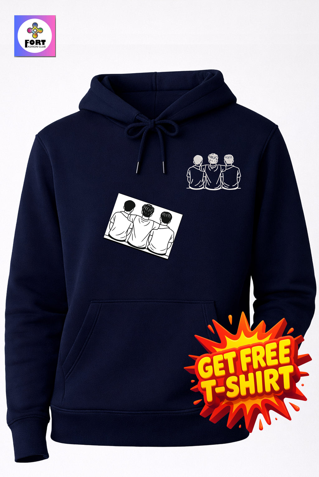 Free - T-Shirt With Personalized Embroidery Unisex Hoodie