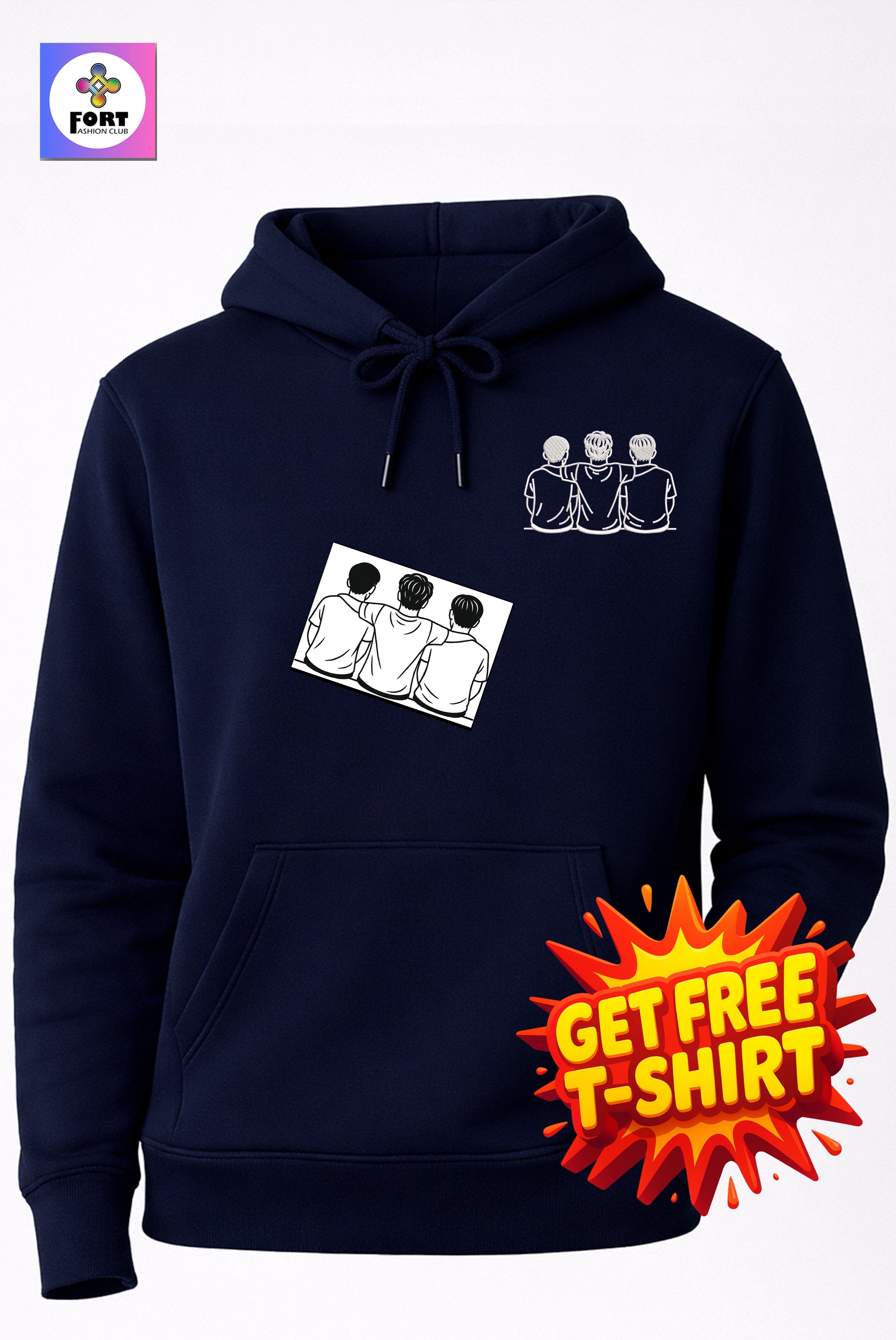 Free - T-Shirt With Personalized Embroidery Unisex Hoodie