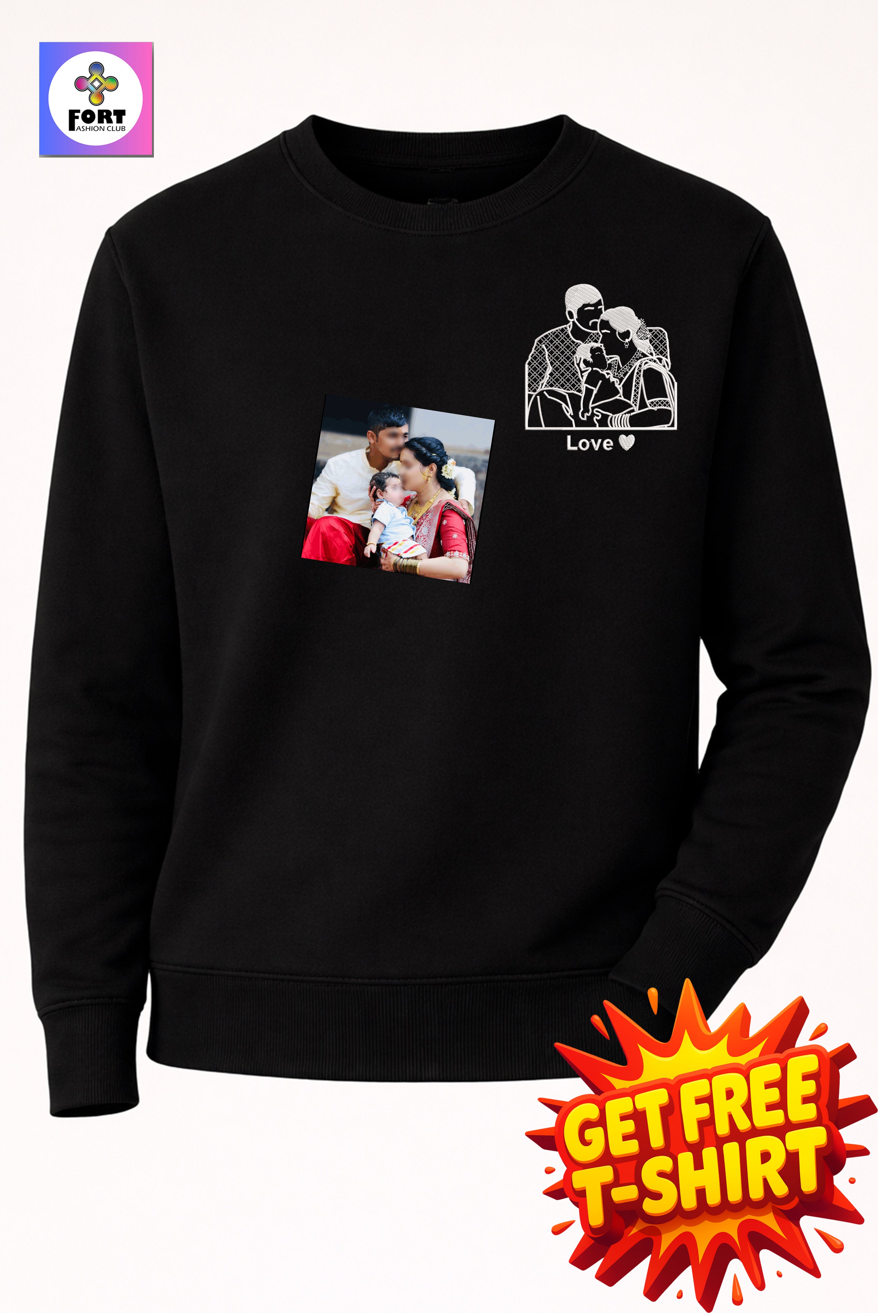Free - T-Shirt With Personalized Embroidery Unisex Sweatshirt