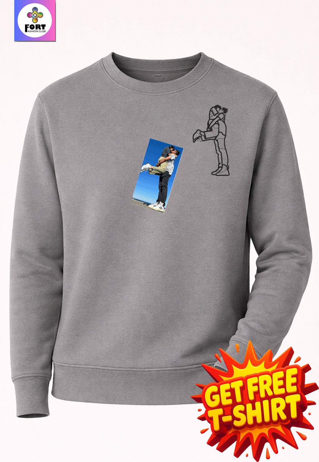 Free - T-Shirt With Personalized Embroidery Unisex Sweatshirt