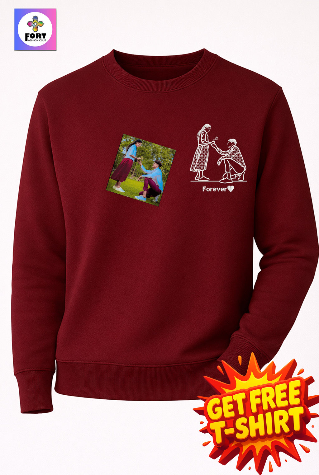 Free - T-Shirt With Personalized Embroidery Unisex Sweatshirt