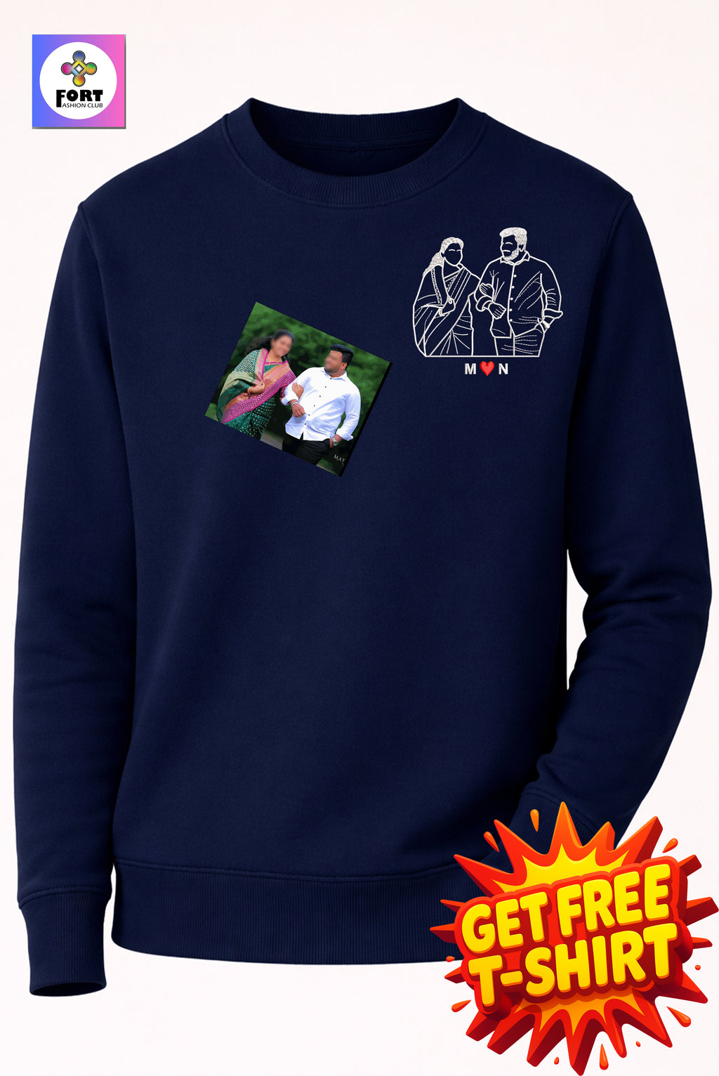 Free - T-Shirt With Personalized Embroidery Unisex Sweatshirt