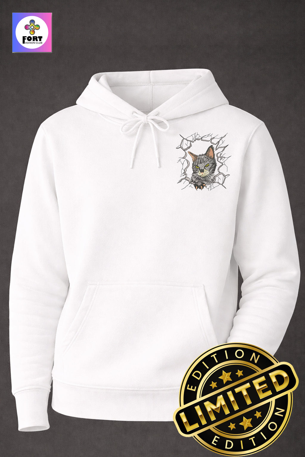 Special Edition Embroidery Unisex Hoodie Cat 1