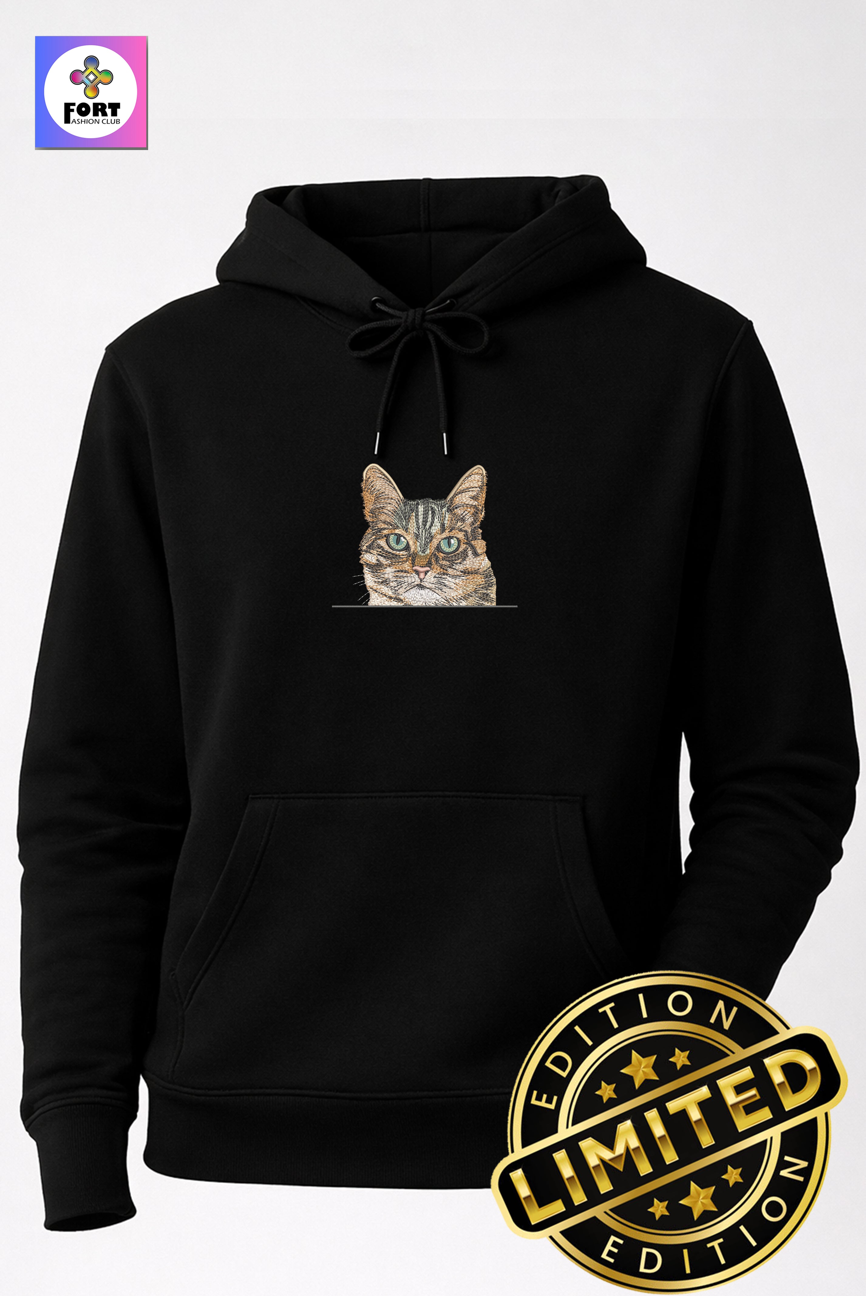 Special Edition Embroidery Unisex Hoodie Cat 2
