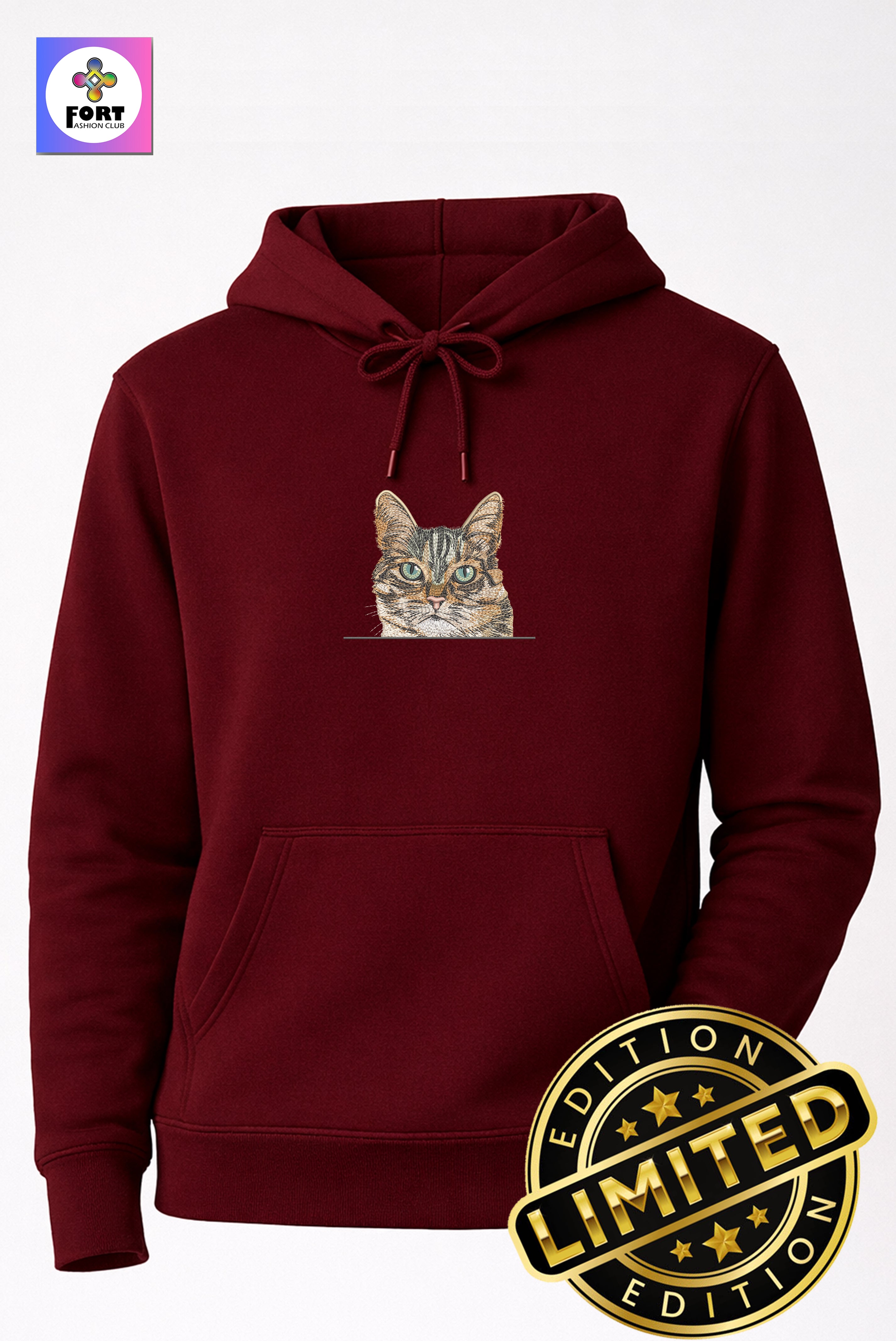 Special Edition Embroidery Unisex Hoodie Cat 2