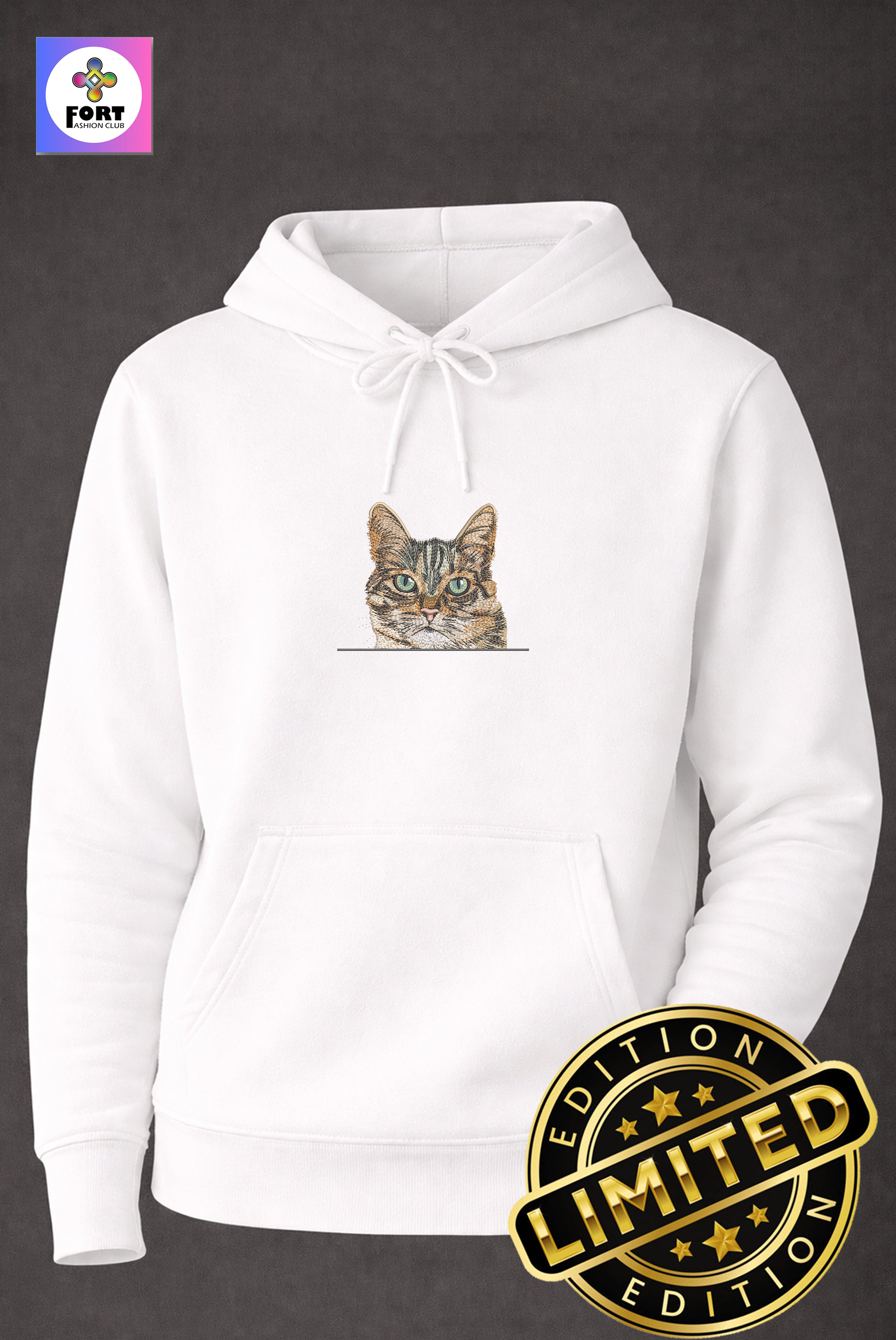Special Edition Embroidery Unisex Hoodie Cat 2