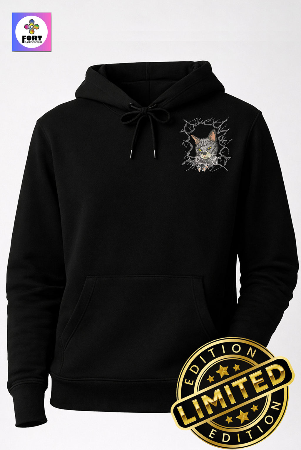 Special Edition Embroidery Unisex Hoodie Cat 1