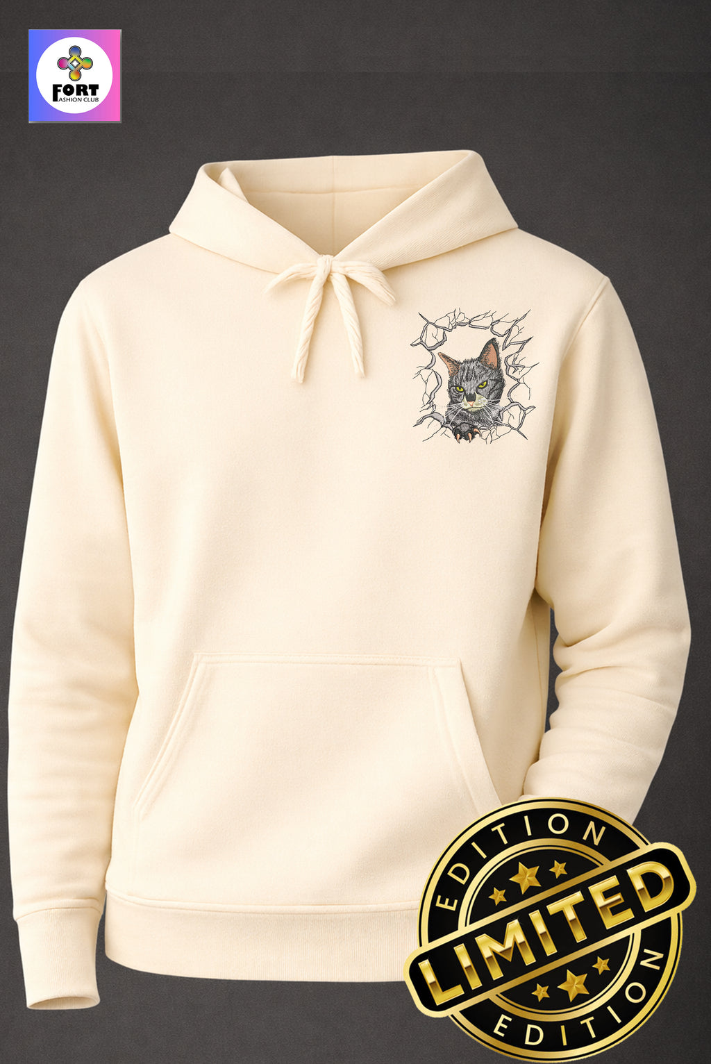 Special Edition Embroidery Unisex Hoodie Cat 1