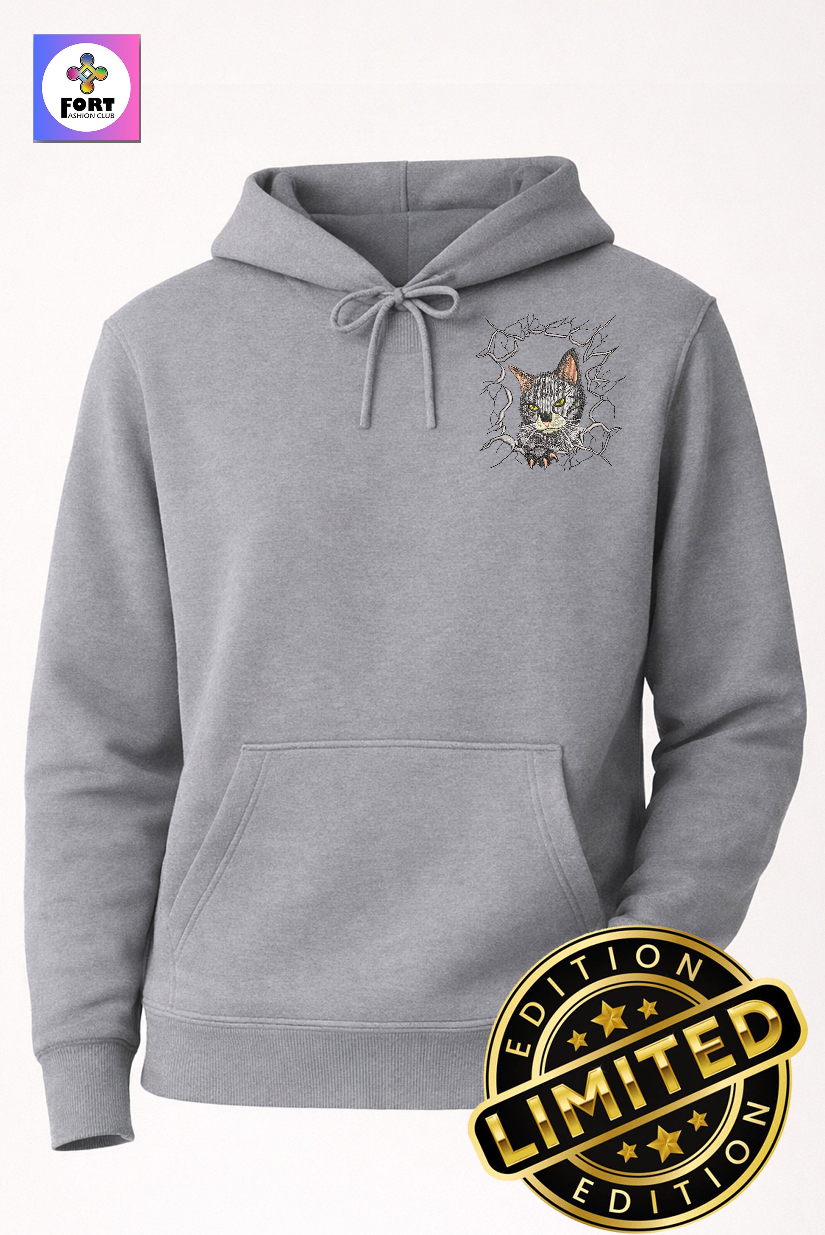 Special Edition Embroidery Unisex Hoodie Cat 1