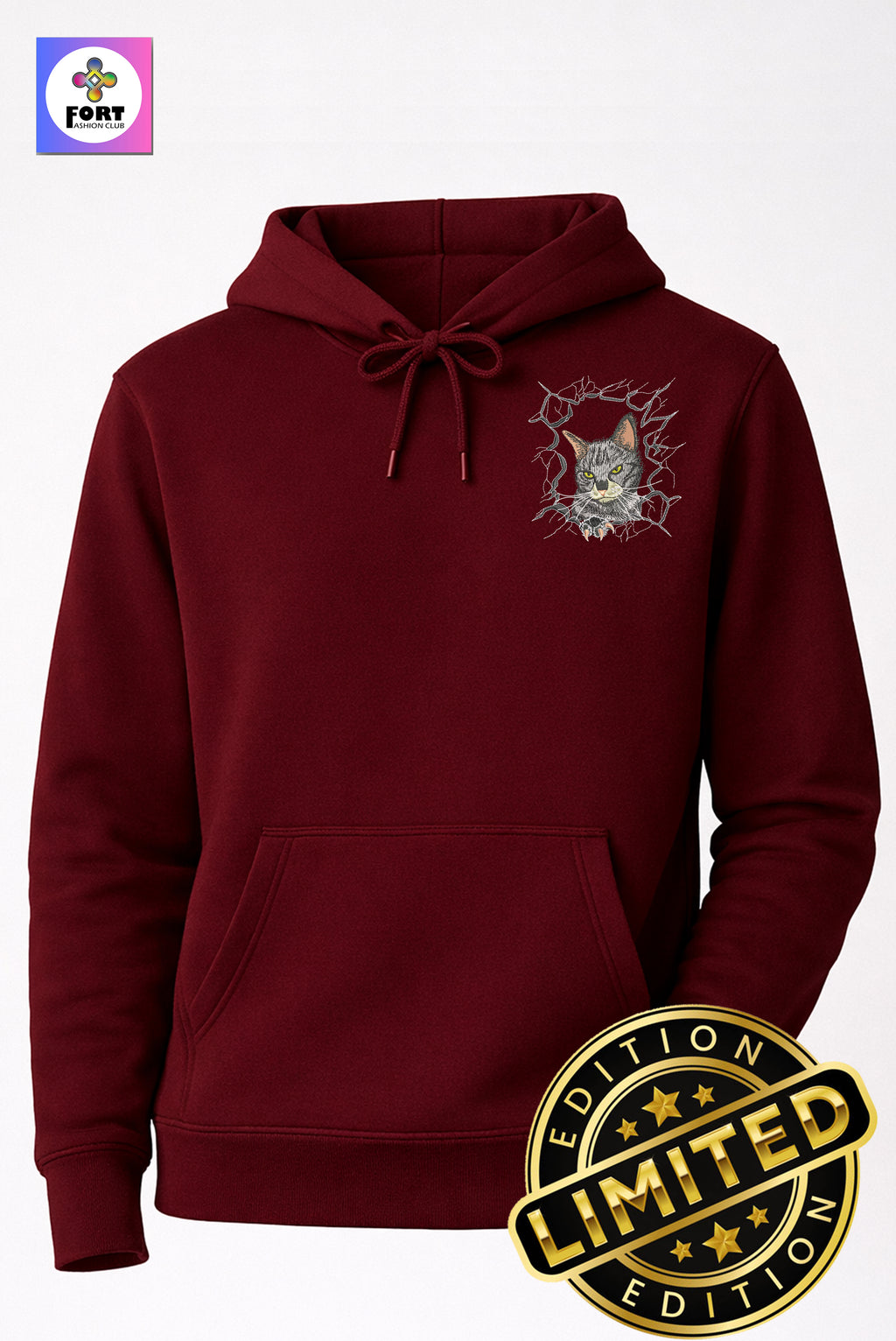 Special Edition Embroidery Unisex Hoodie Cat 1