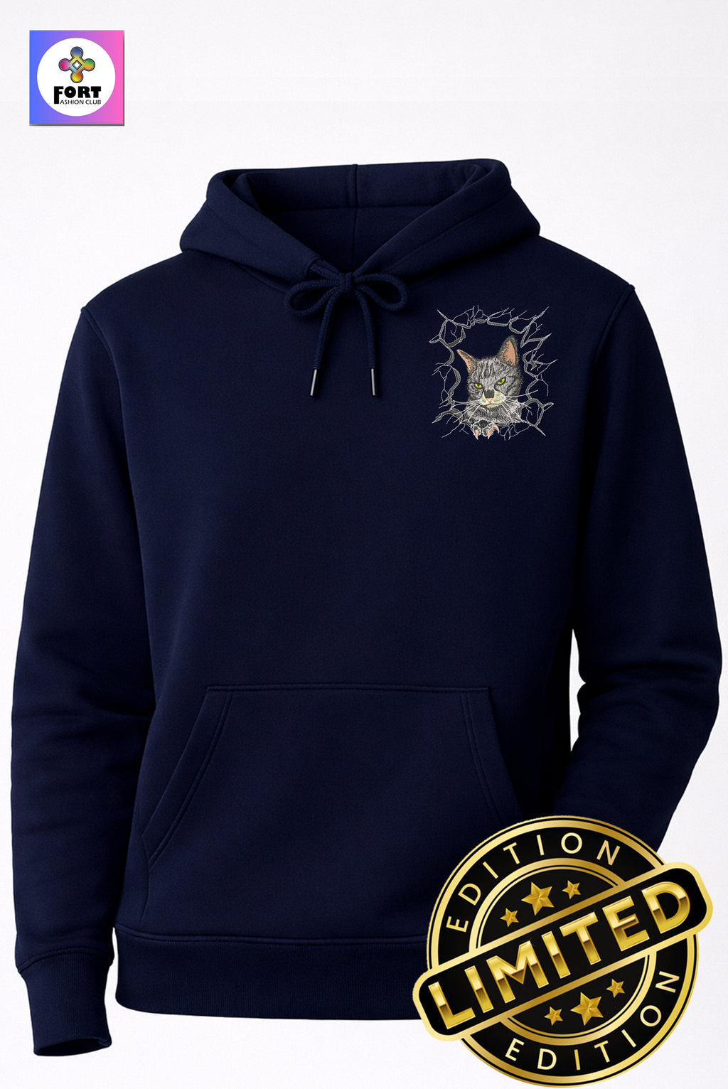Special Edition Embroidery Unisex Hoodie Cat 1