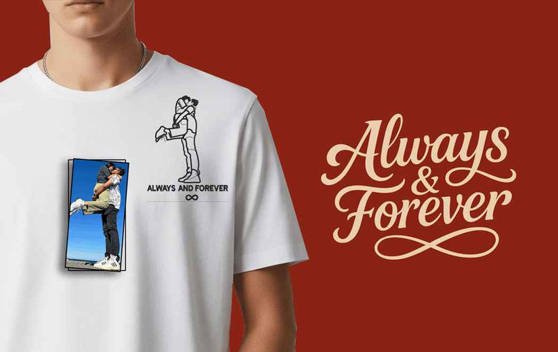Embroidered T-shirt for couples
