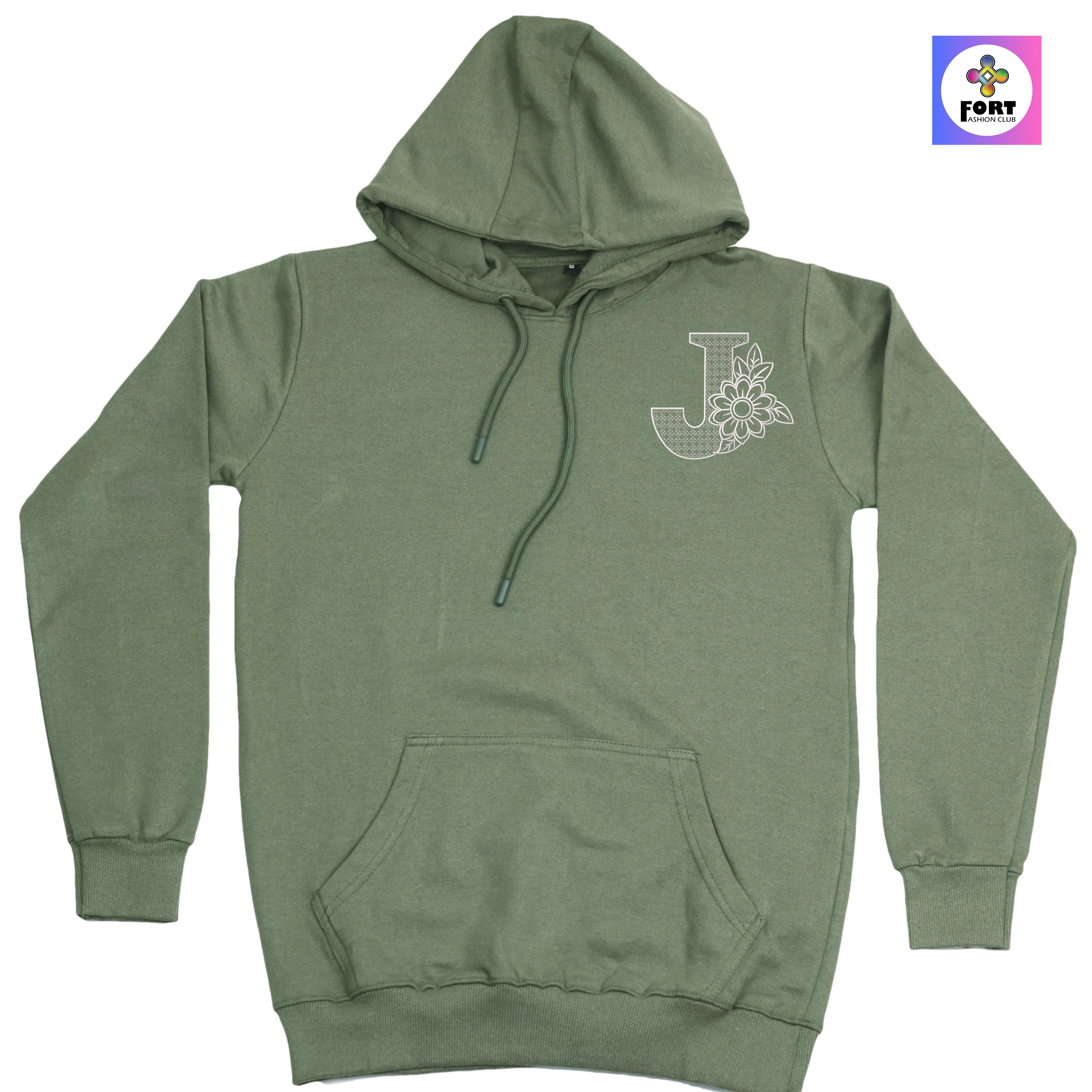 RADIUM THREAD PREMIUM  ALPHABET EMBROIDERY HOODIE