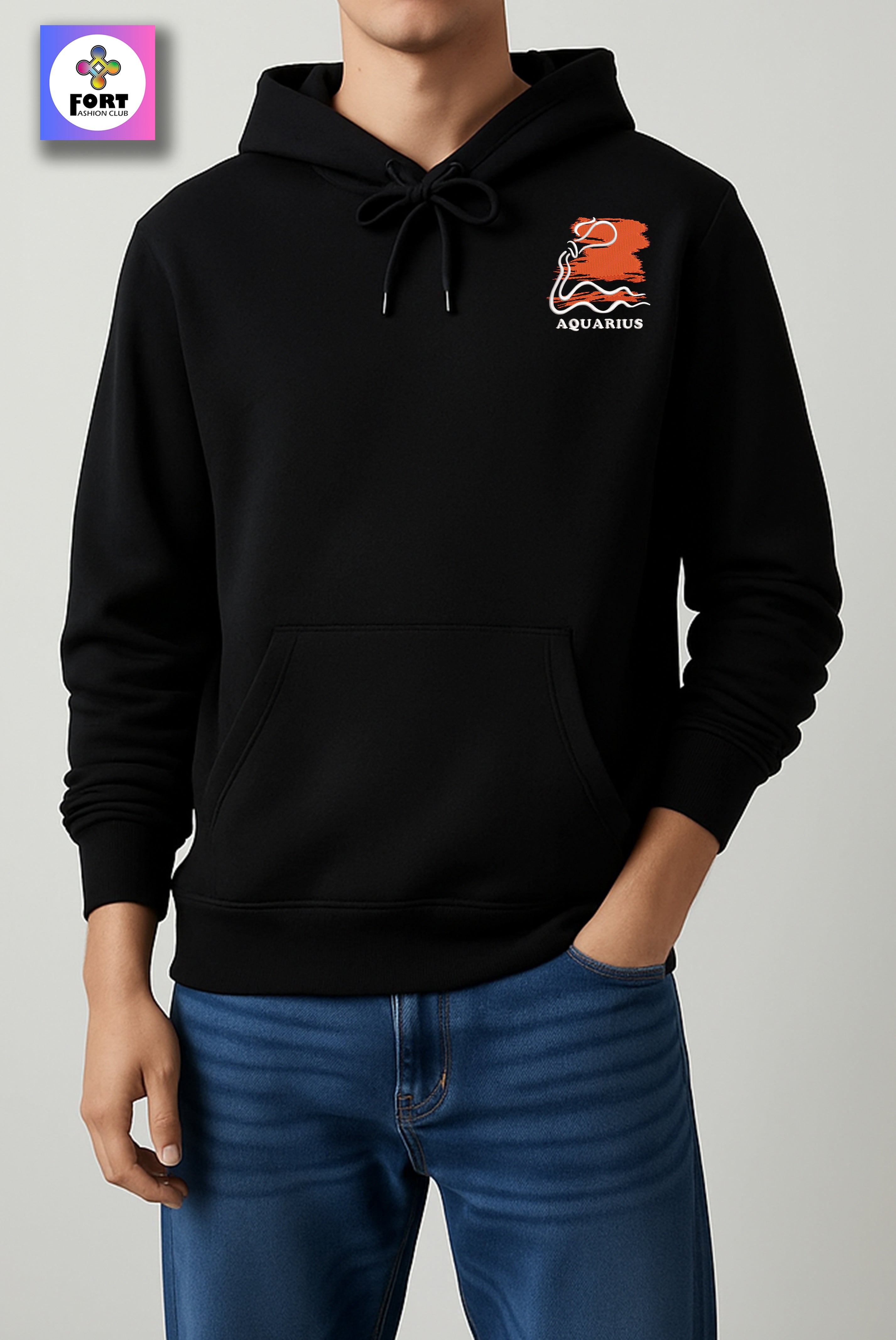 CRAZY EMBROIDERY UNISEX HOODIE – AQUARIUS