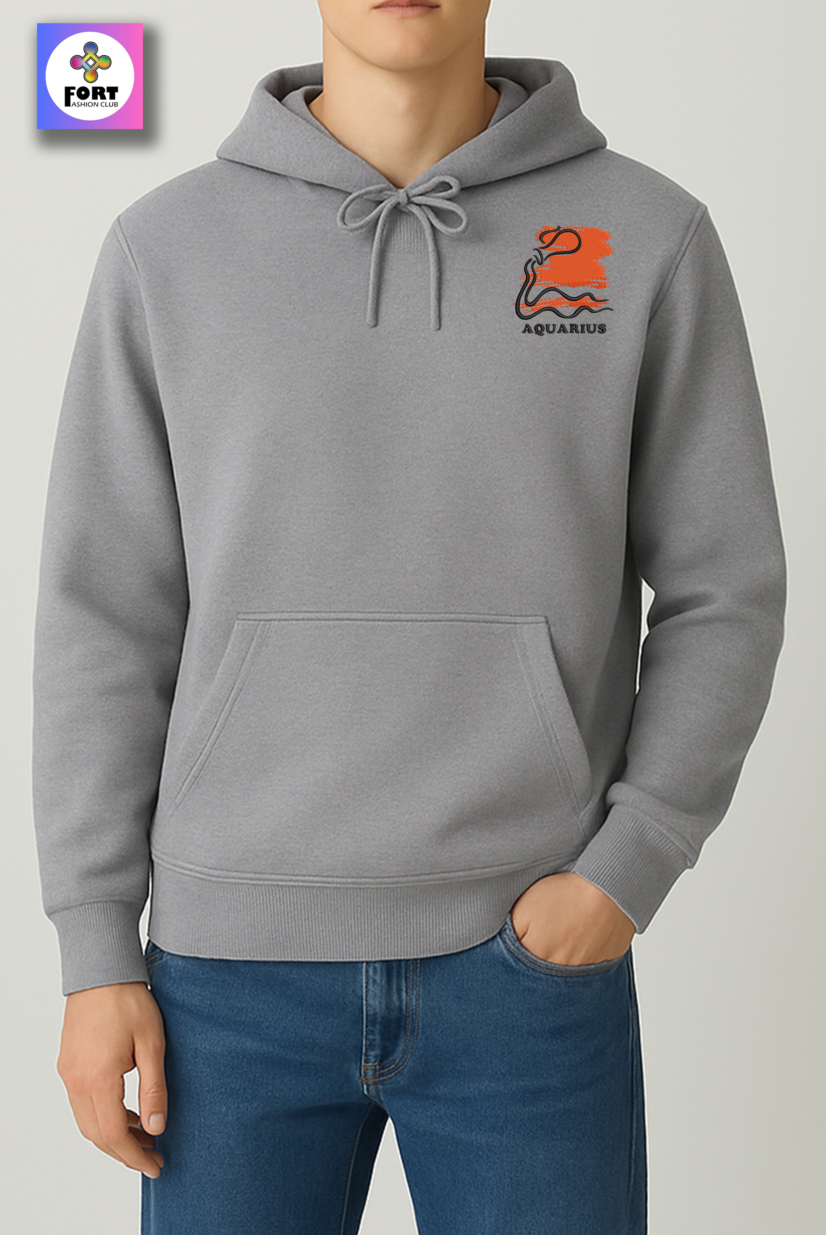 CRAZY EMBROIDERY UNISEX HOODIE – AQUARIUS