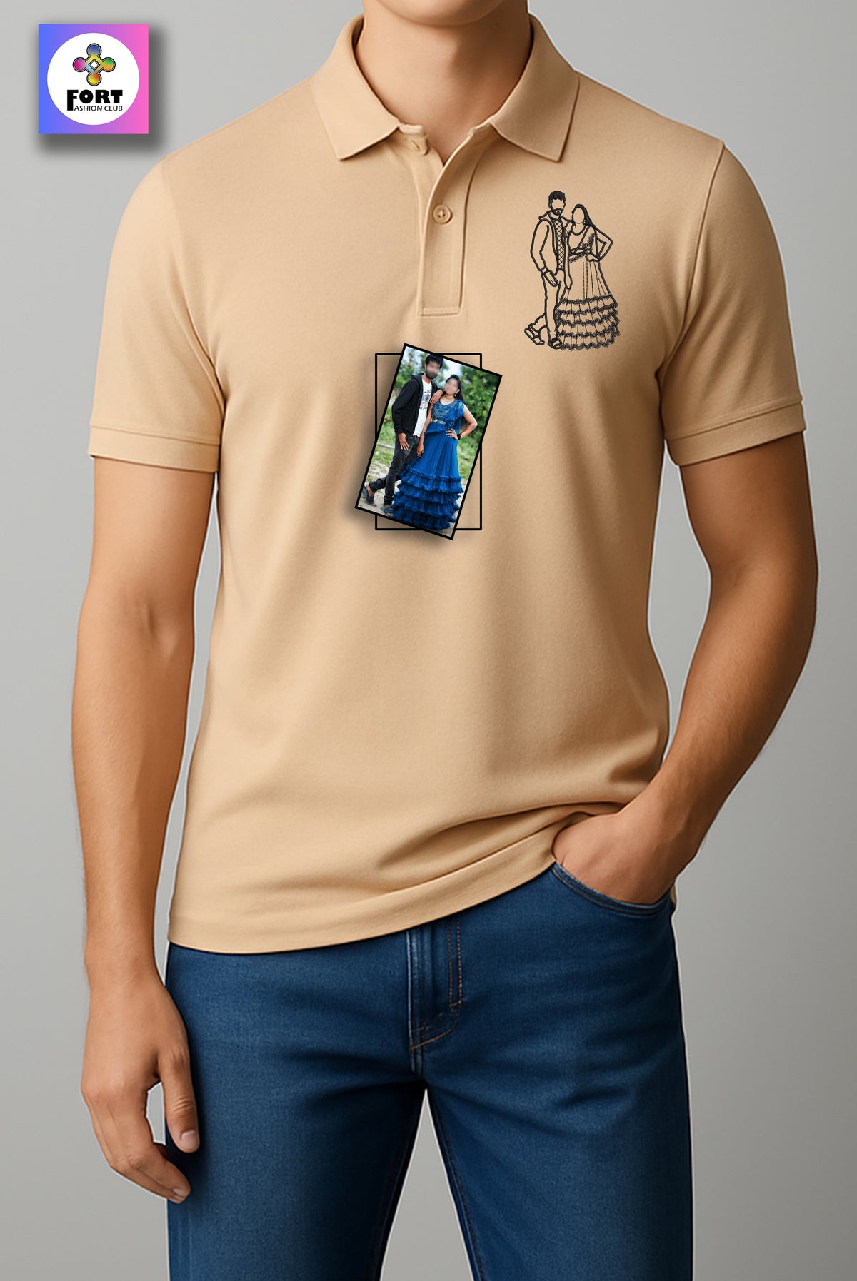 PERSONALIZED EMBROIDERY - ( COLLAR ) T-SHIRT