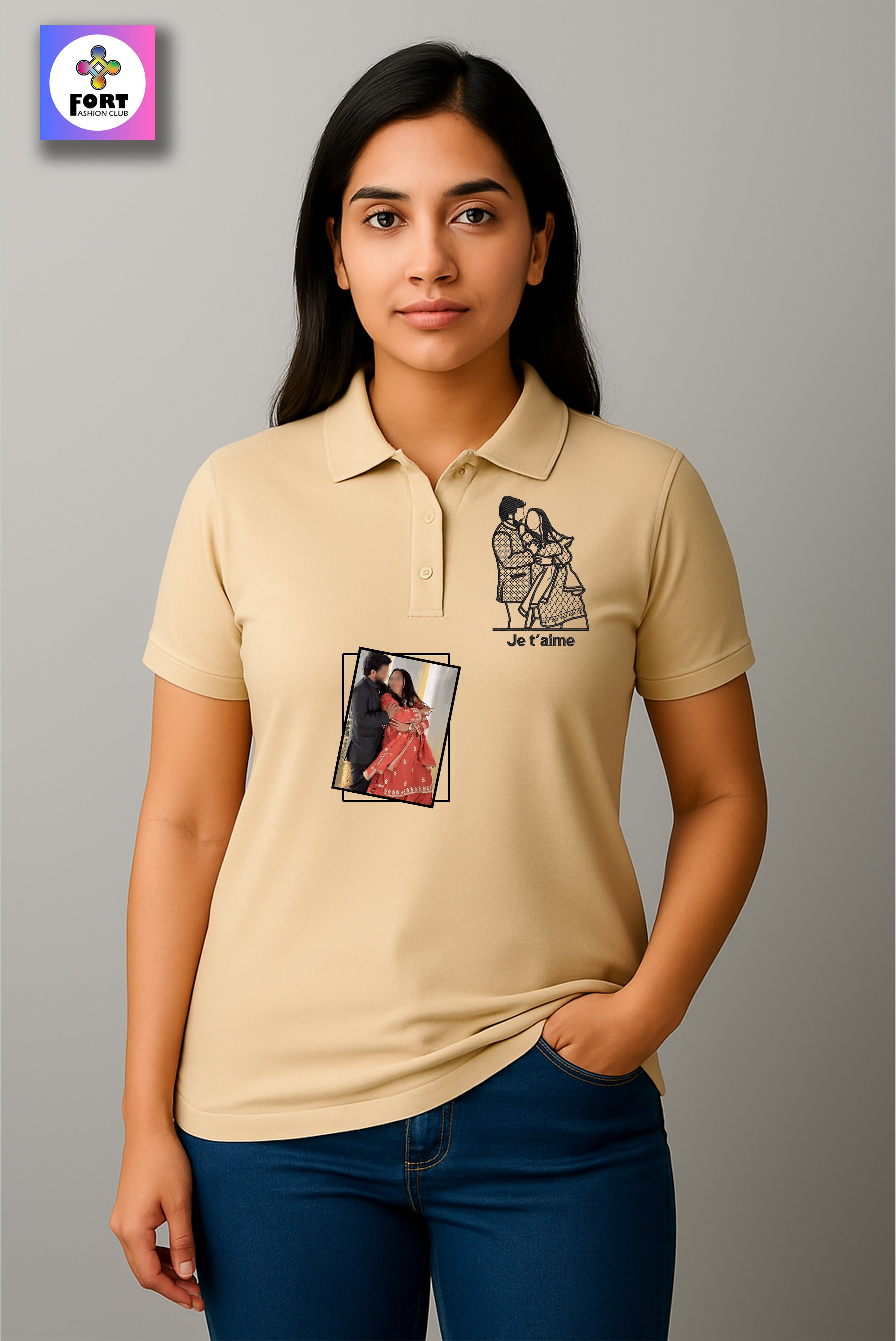 PERSONALIZED EMBROIDERY - ( COLLAR ) T-SHIRT