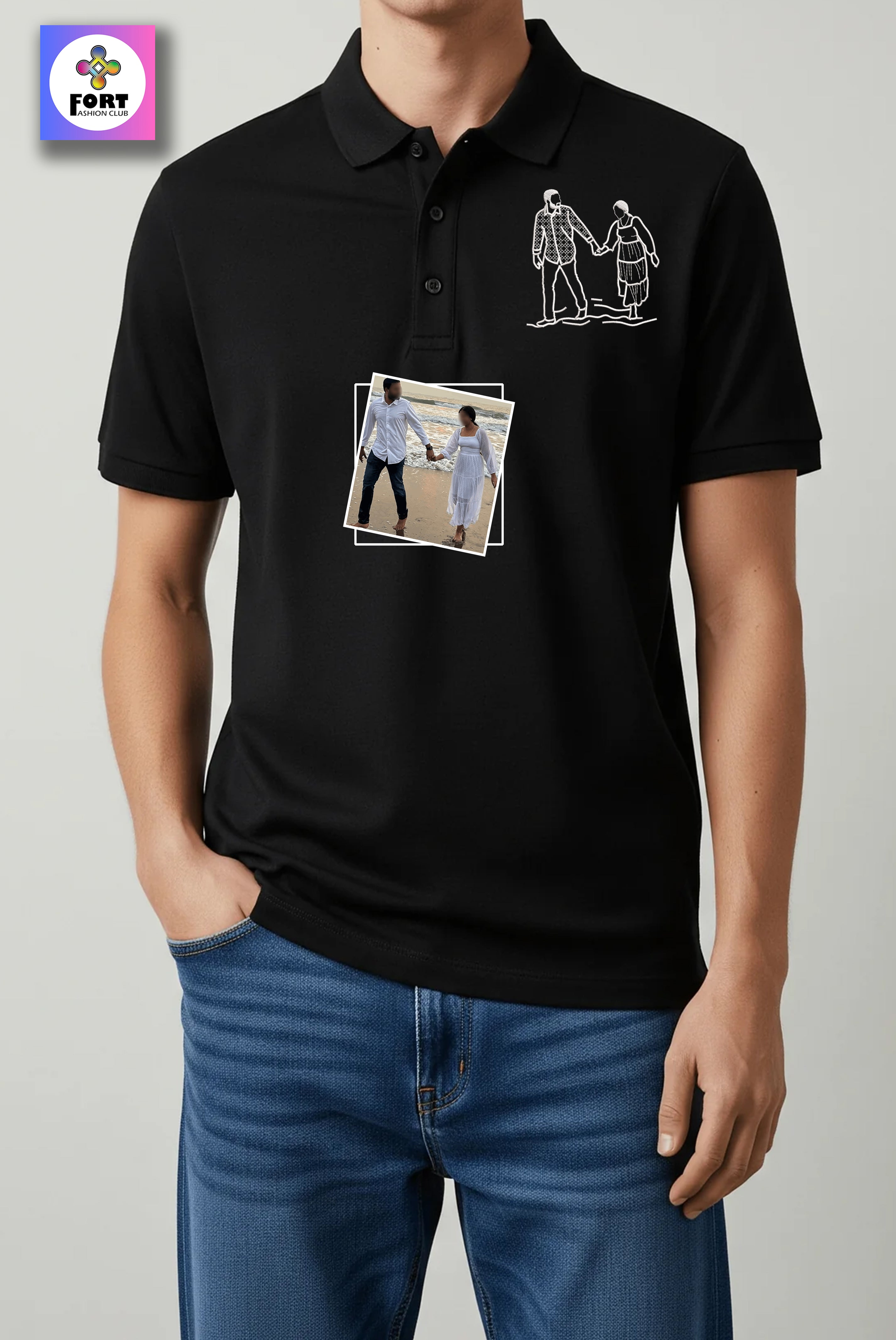 PERSONALIZED EMBROIDERY - ( COLLAR ) T-SHIRT