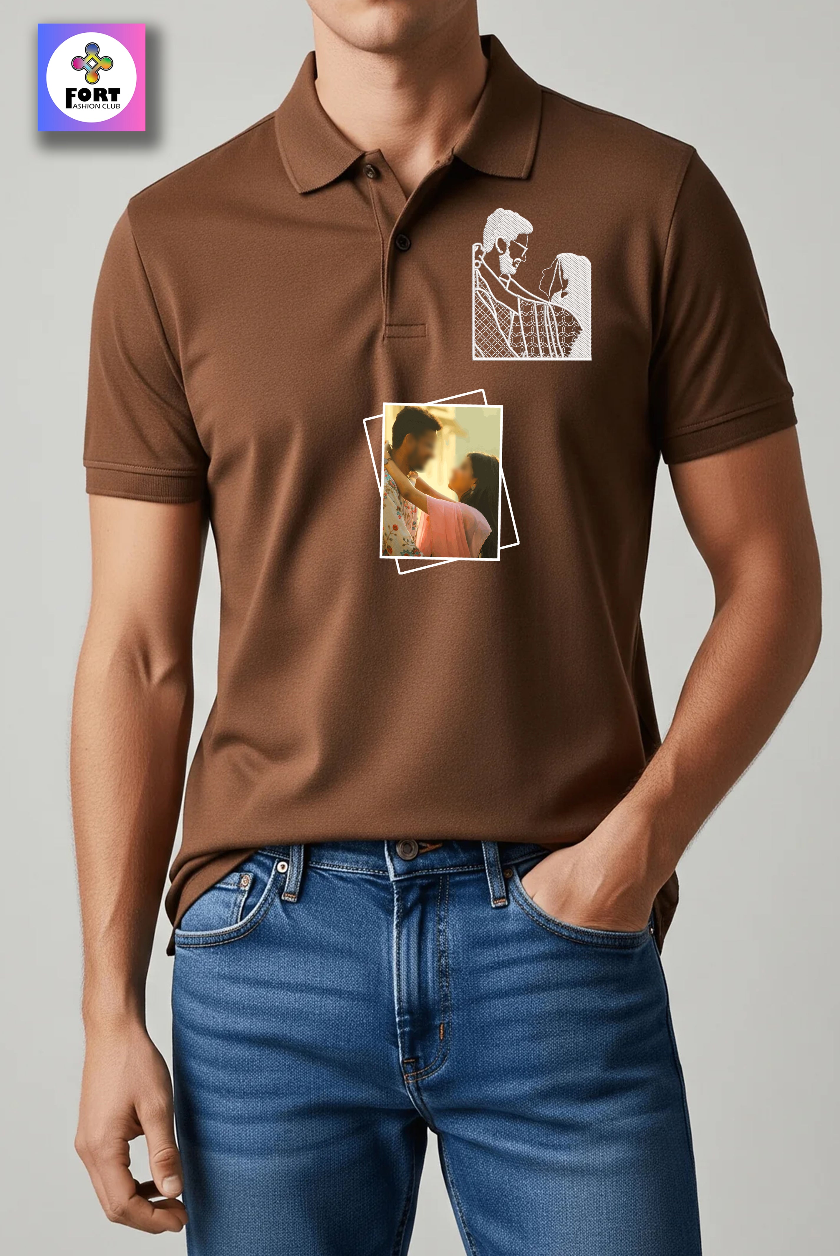 PERSONALIZED EMBROIDERY - ( COLLAR ) T-SHIRT