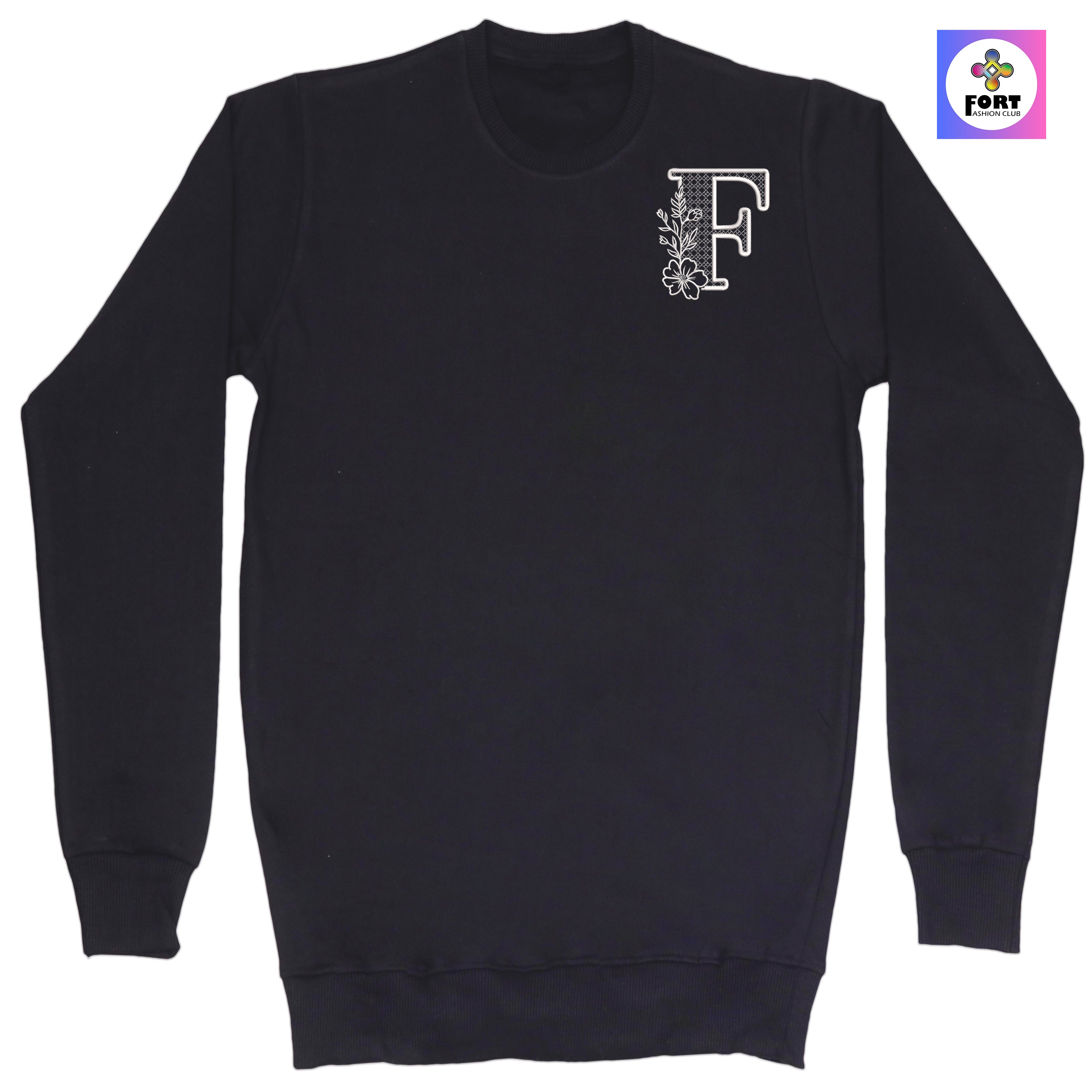 RADIUM THREAD PREMIUM  ALPHABET EMBROIDERY SWEATSHIRT