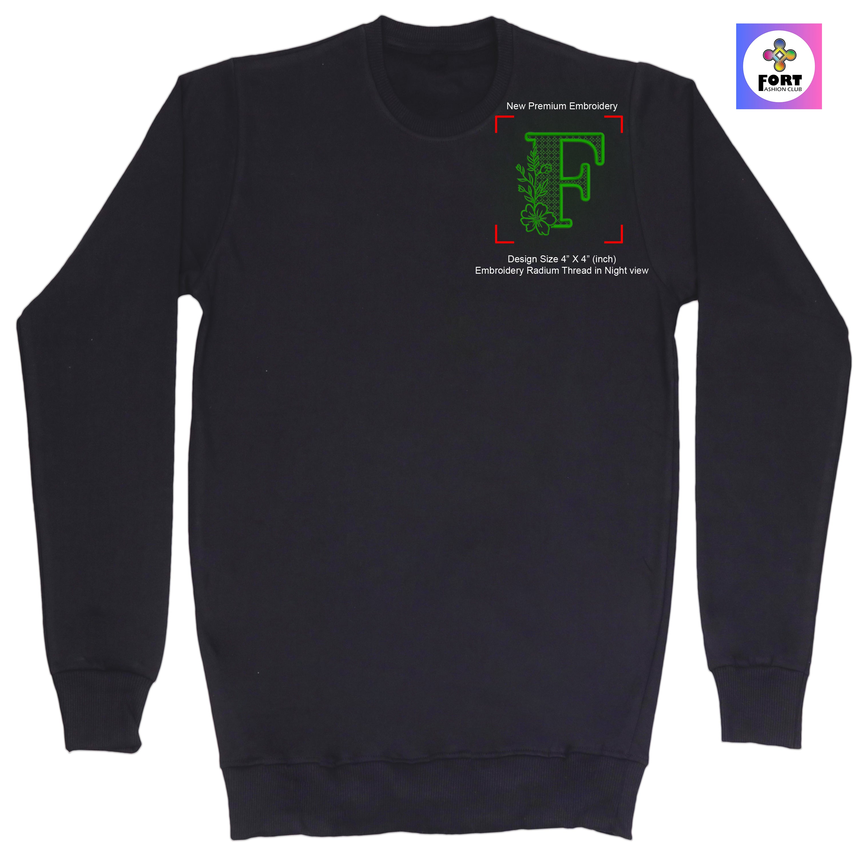 RADIUM THREAD PREMIUM  ALPHABET EMBROIDERY SWEATSHIRT