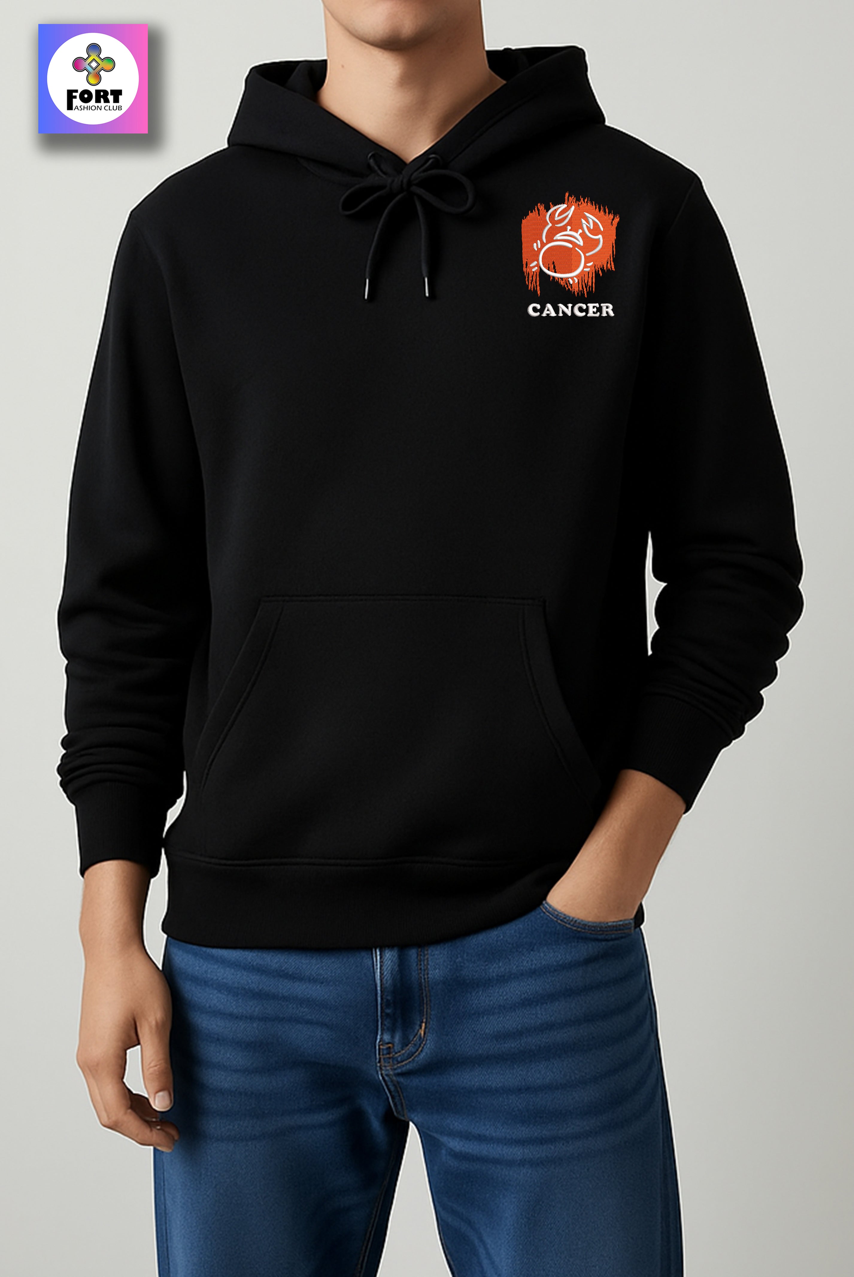 CRAZY EMBROIDERY UNISEX HOODIE – CANCER