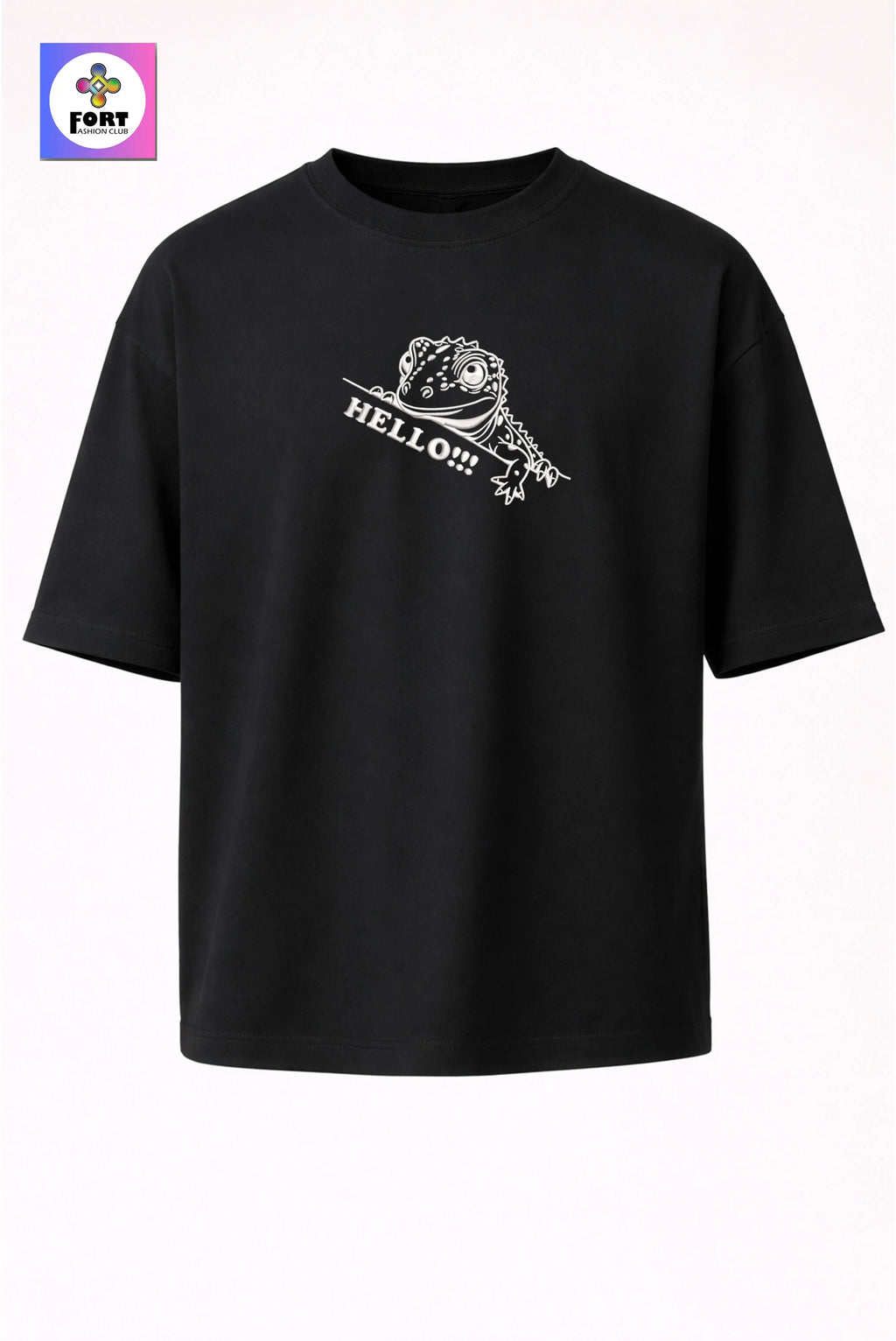 CRAZY EMBROIDERY UNISEX OVERSIZED T-SHIRT (DROP SHOULDER) – LEZARD