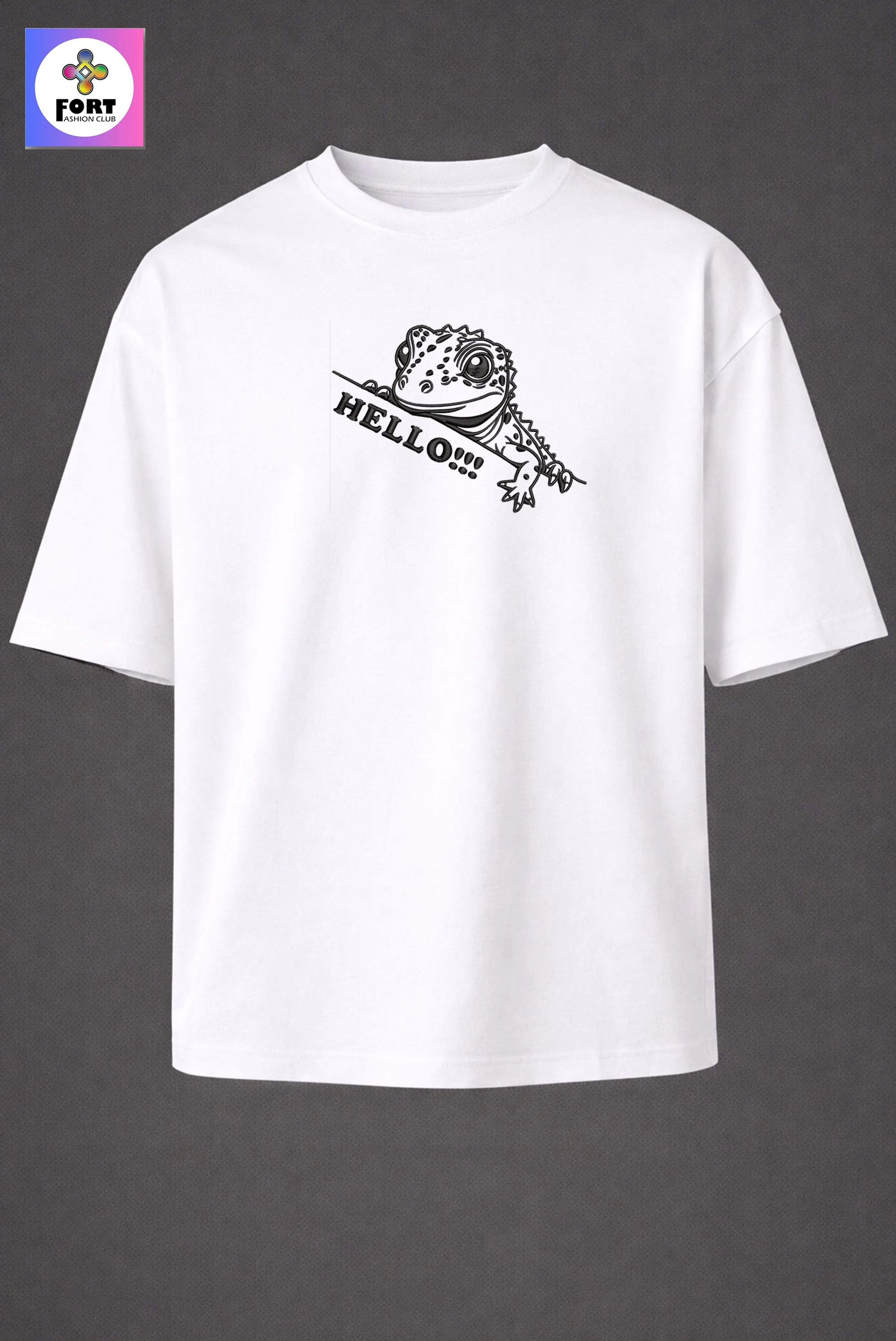 CRAZY EMBROIDERY UNISEX OVERSIZED T-SHIRT (DROP SHOULDER) – LEZARD