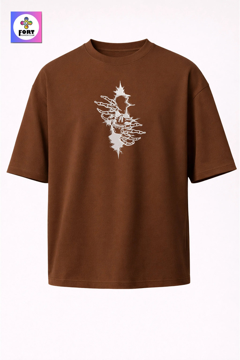 CRAZY EMBROIDERY UNISEX OVERSIZED T-SHIRT (DROP SHOULDER) – ARTY SKULL