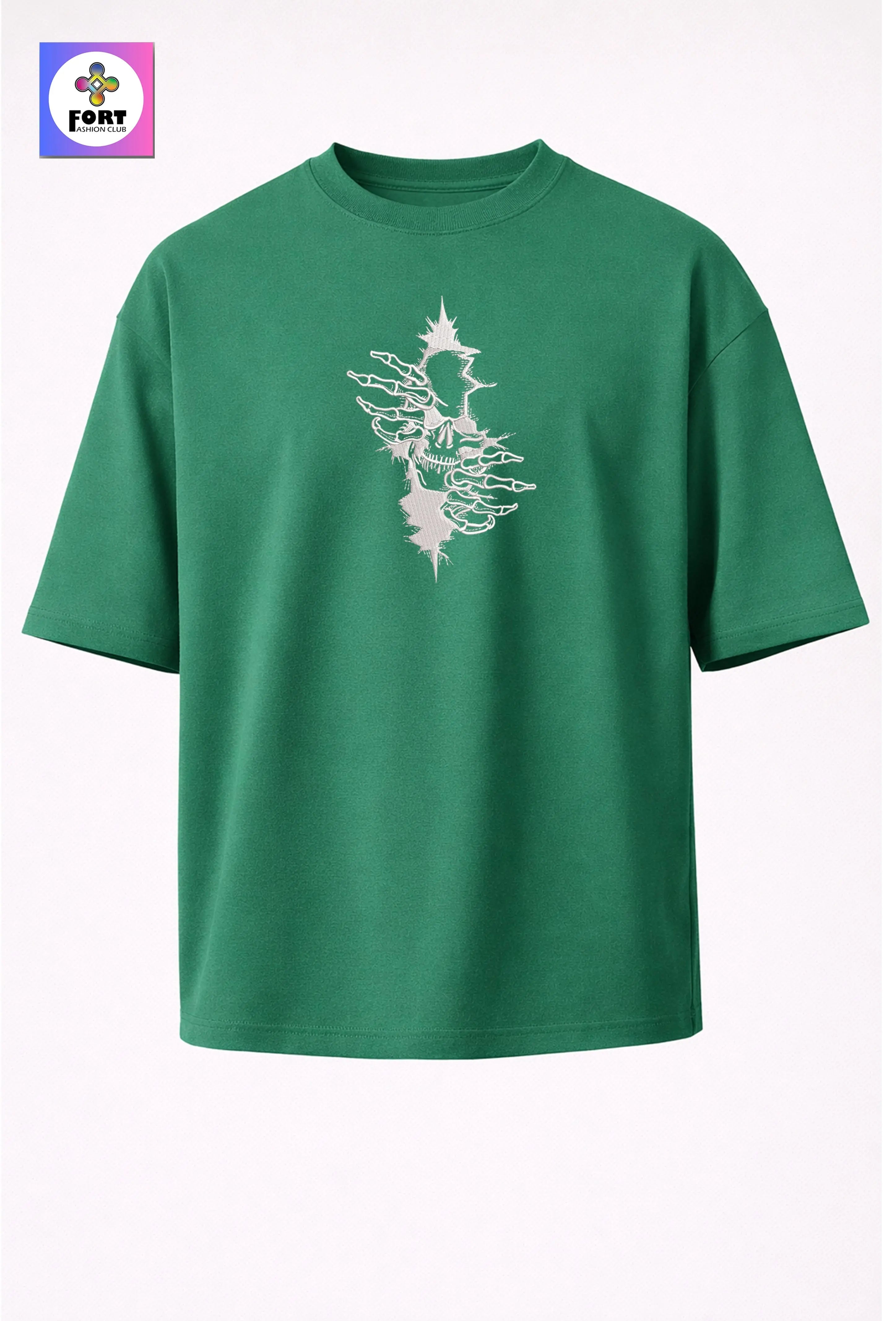 CRAZY EMBROIDERY UNISEX OVERSIZED T-SHIRT (DROP SHOULDER) – ARTY SKULL
