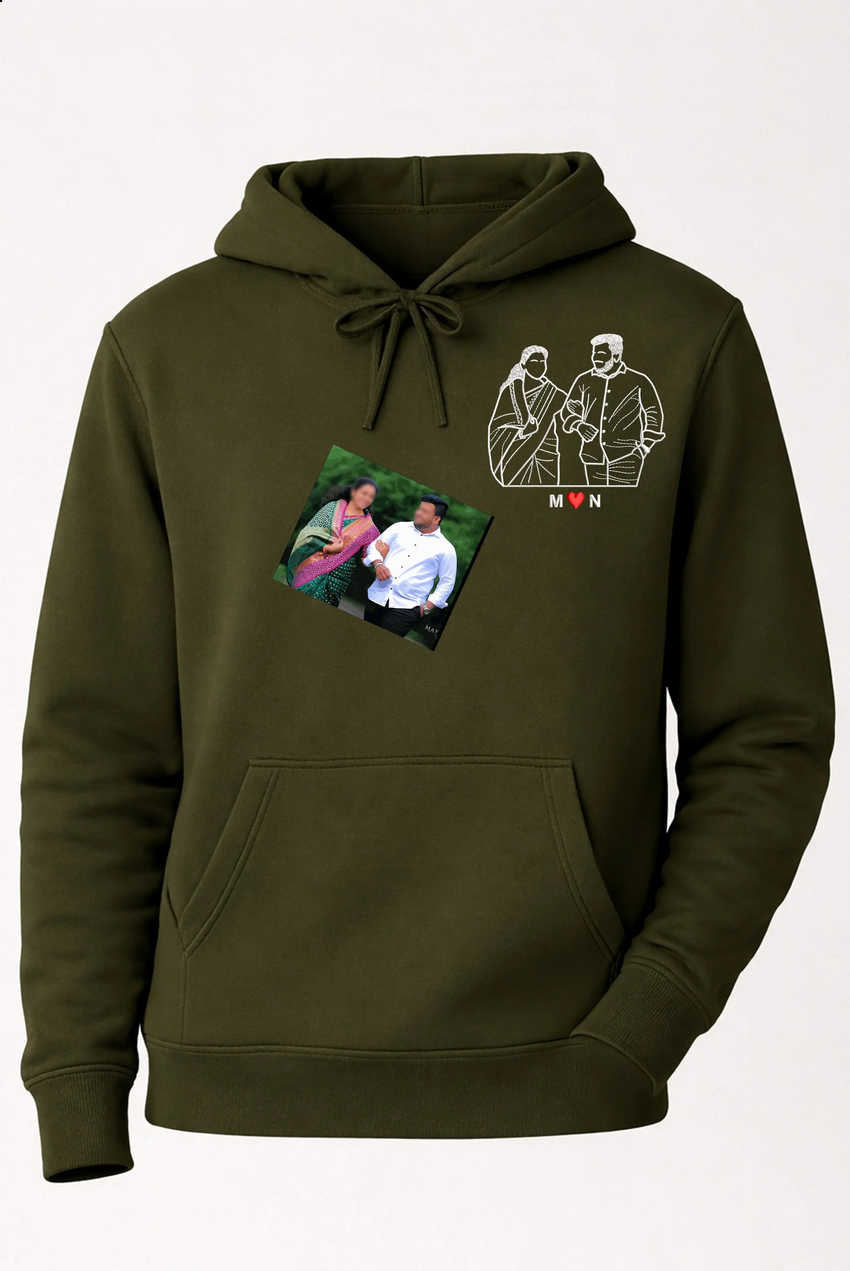 Custom embroidered hoodie with personalized photos