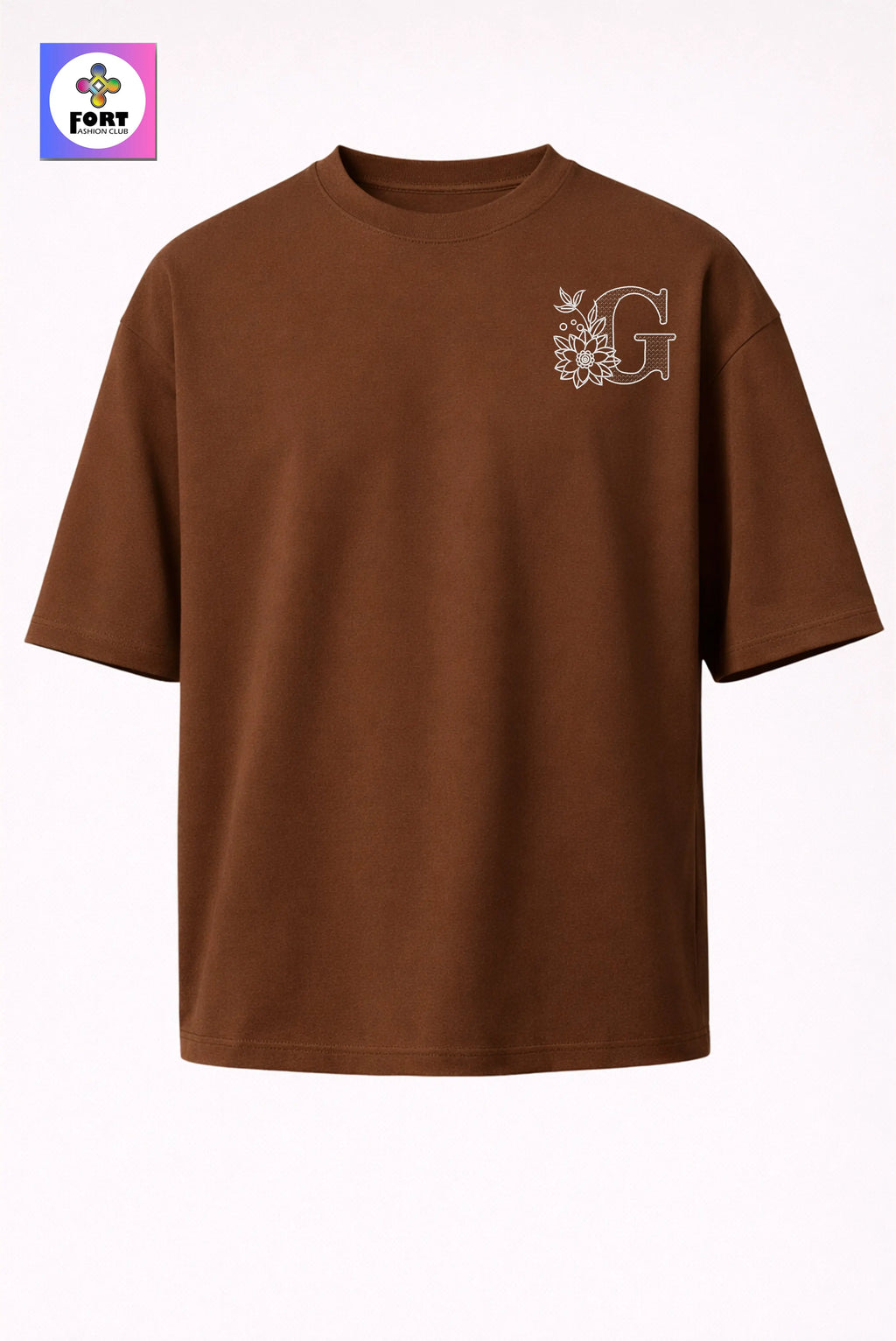 PREMIUM  ALPHABET EMBROIDERY UNISEX (DROP SHOULDER) T-SHIRT 