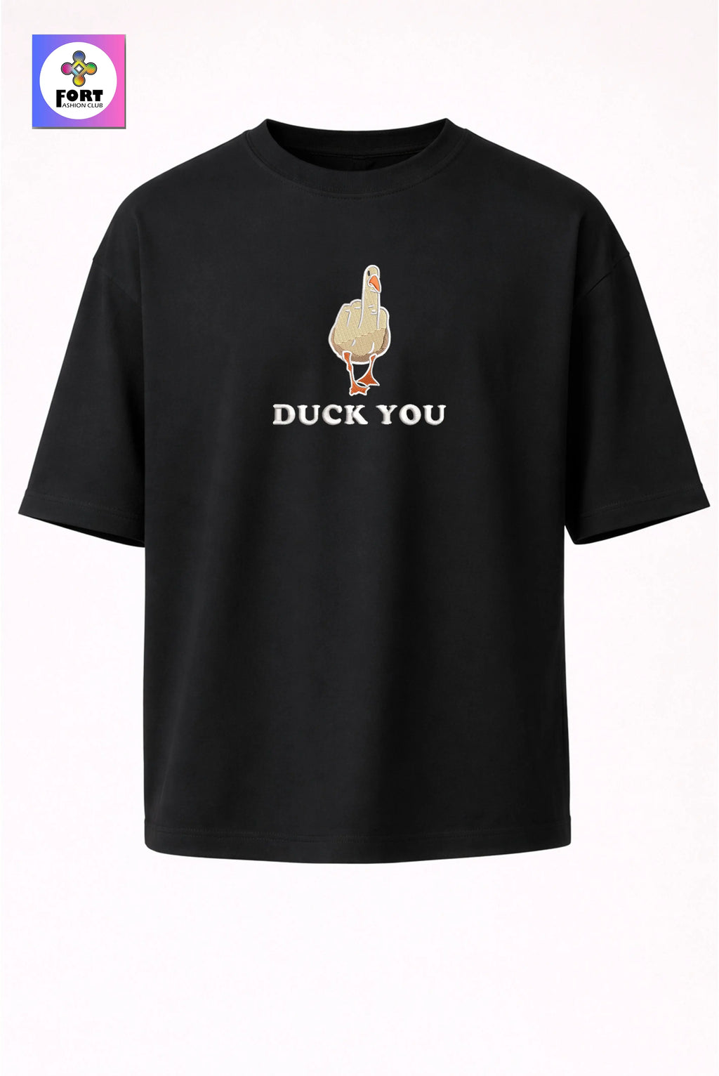 CRAZY EMBROIDERY UNISEX OVERSIZED T-SHIRT (DROP SHOULDER) – DUCK